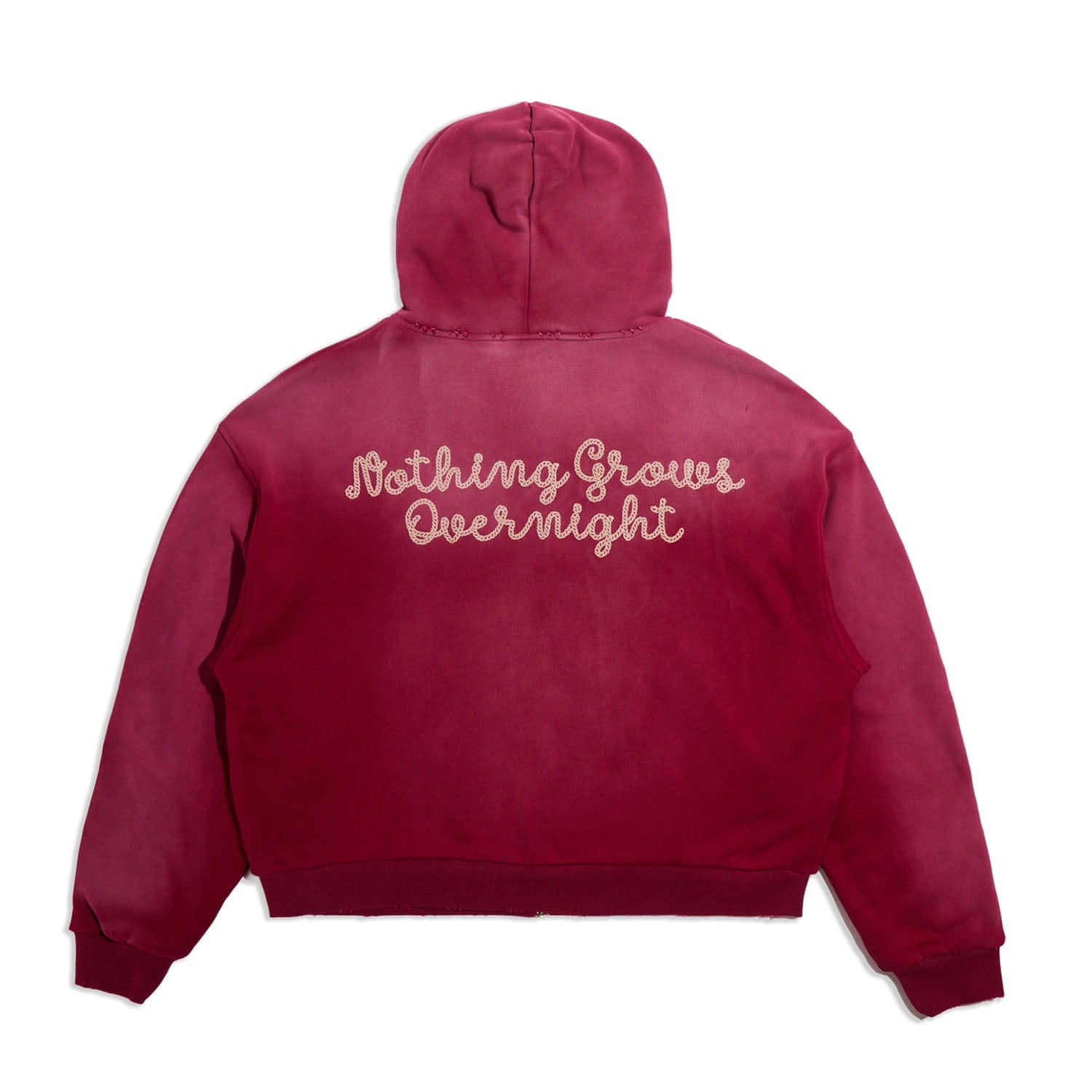 Nothing Grows Overnight NGO Running Horse Full Zip Hoodie Maroon