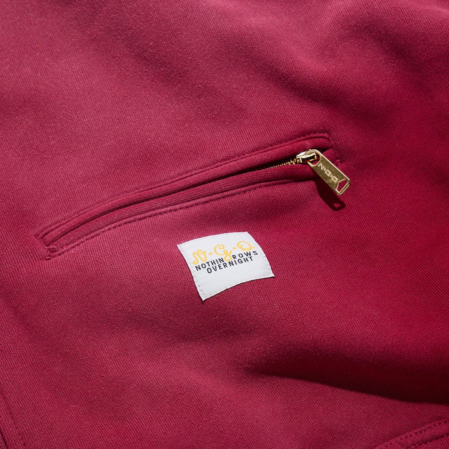 Nothing Grows Overnight NGO Running Horse Full Zip Hoodie Maroon