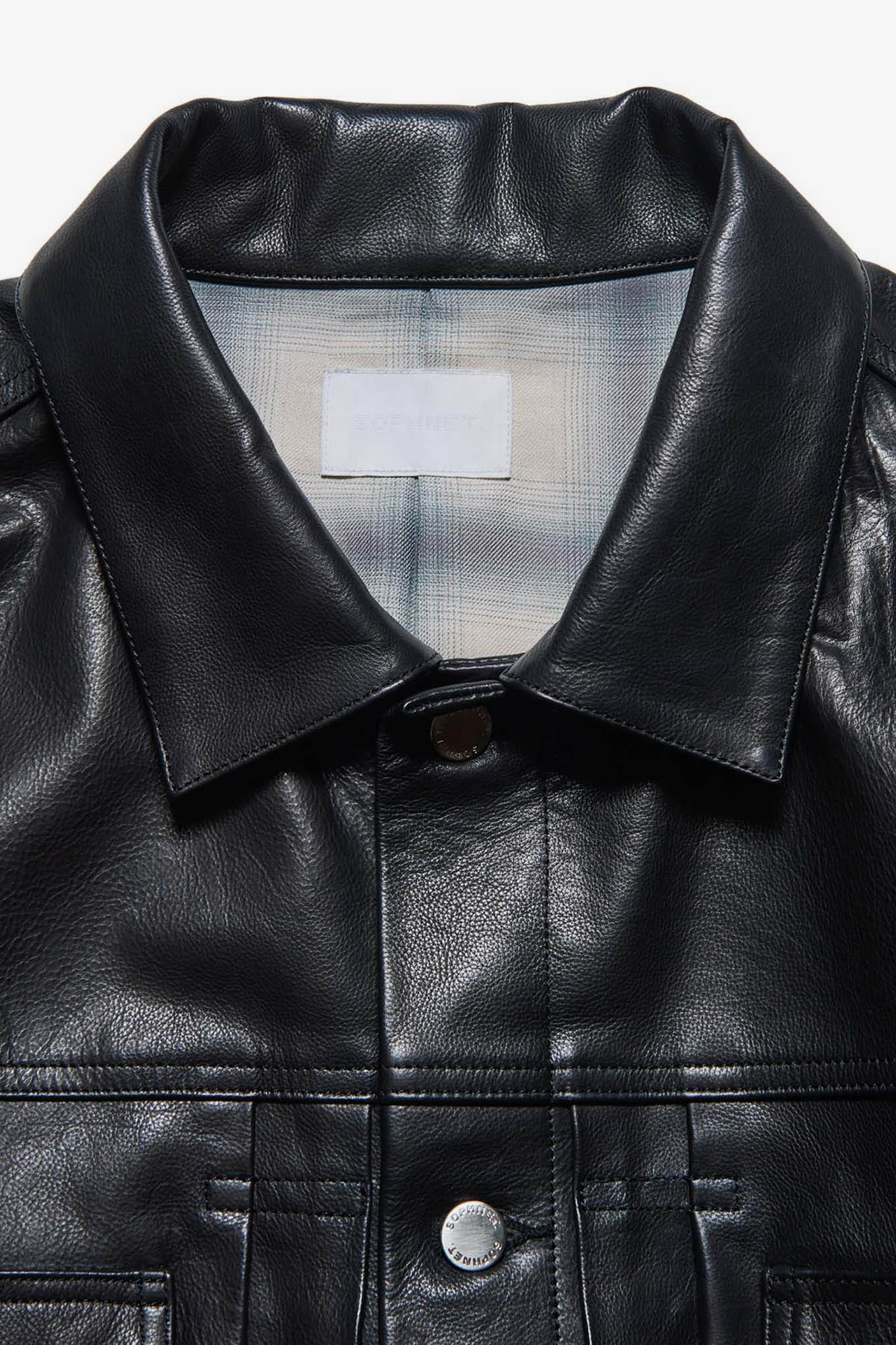 Sophnet. LEATHER TRUCKER JACKET