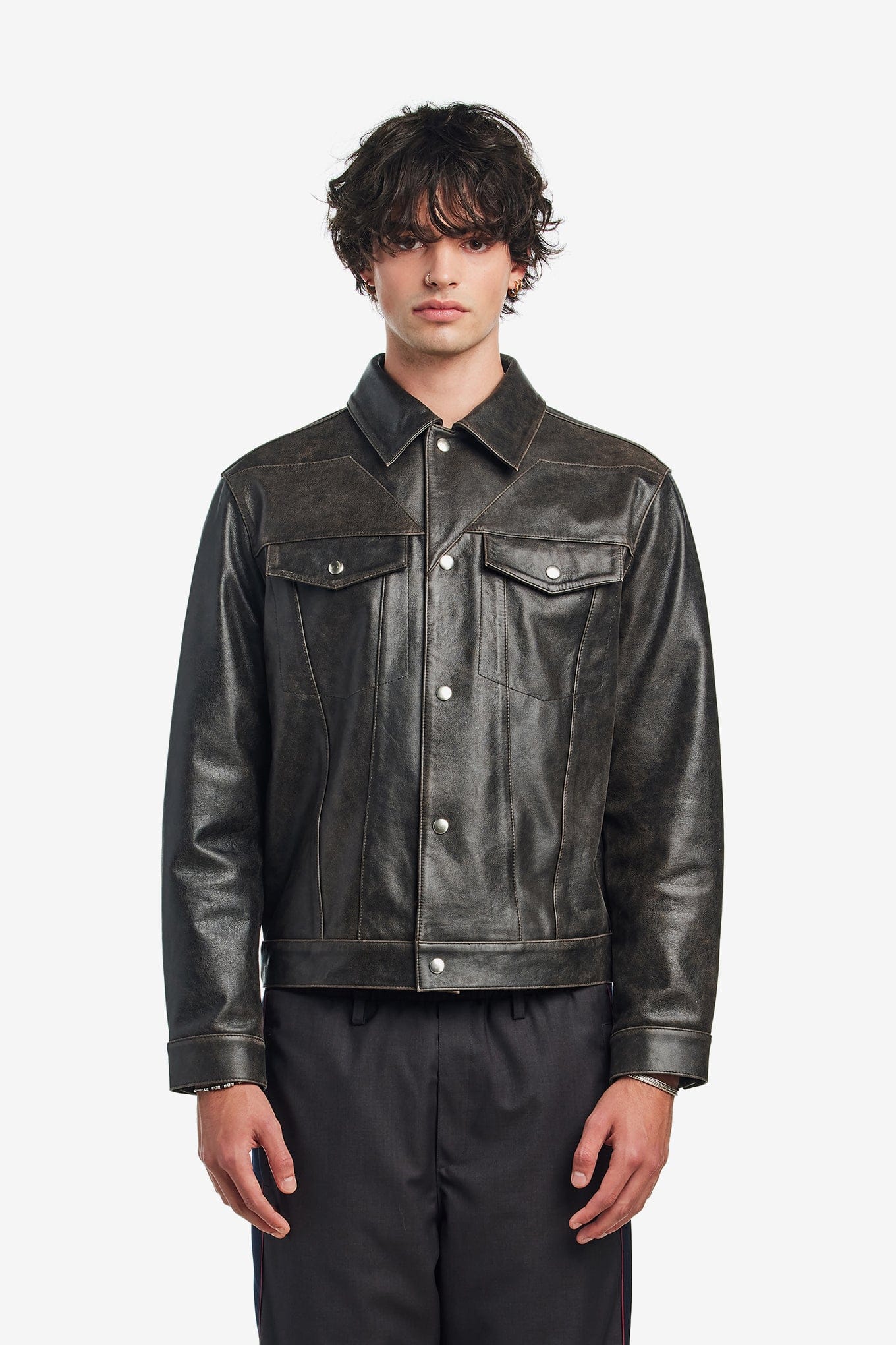Nostasy STAR LEATHER TRUCKER JACKET