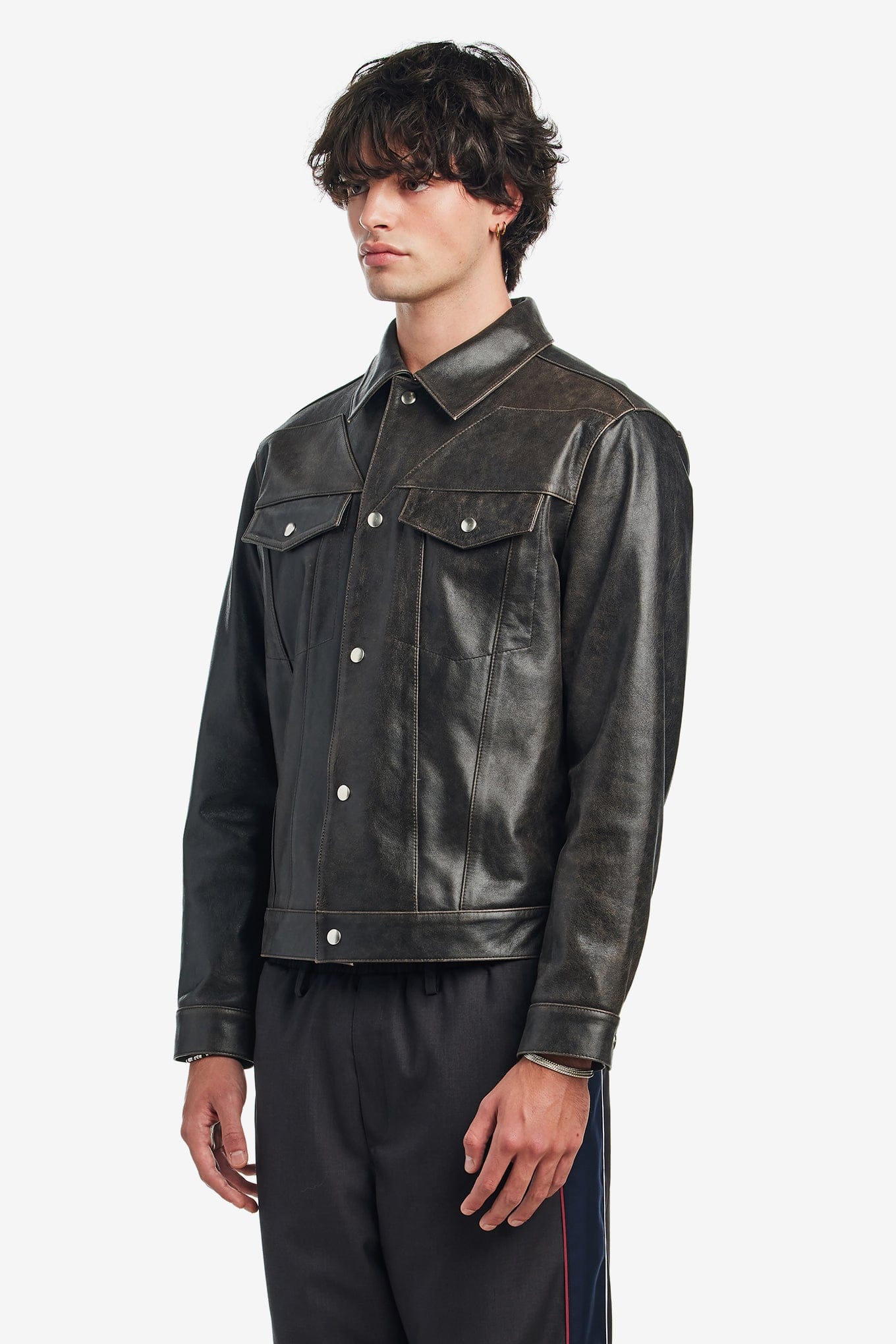 Nostasy STAR LEATHER TRUCKER JACKET