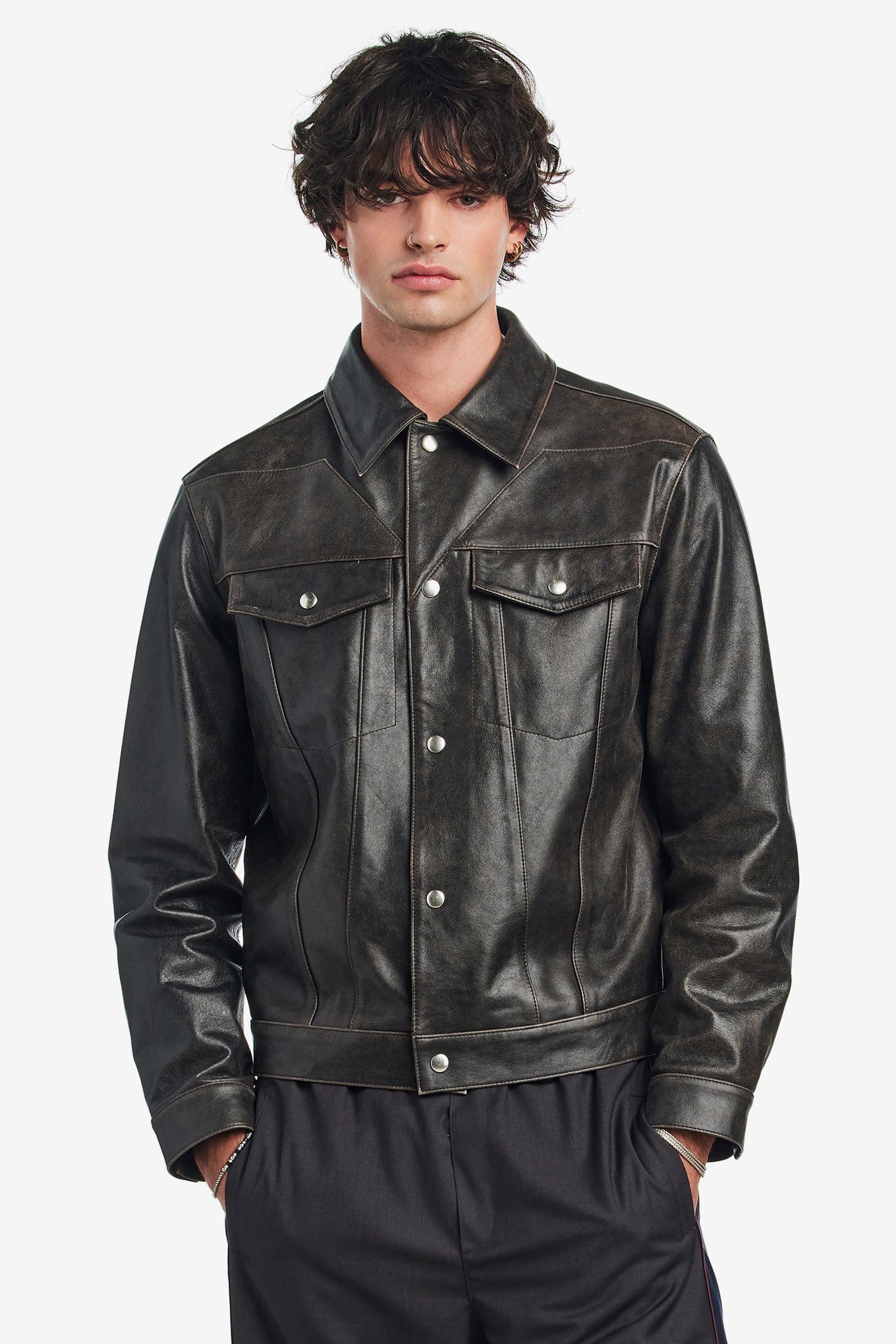 Nostasy STAR LEATHER TRUCKER JACKET
