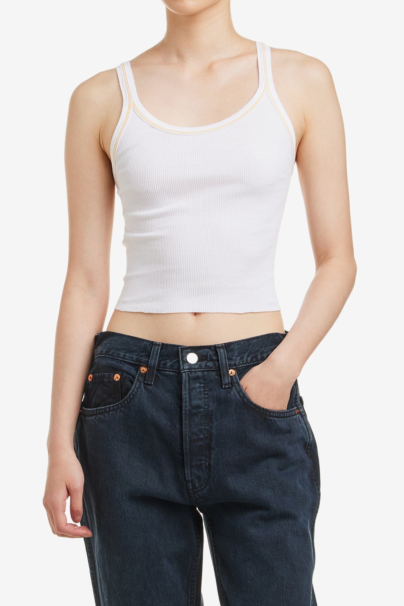 Re/done CROPPED RIBBED TANK