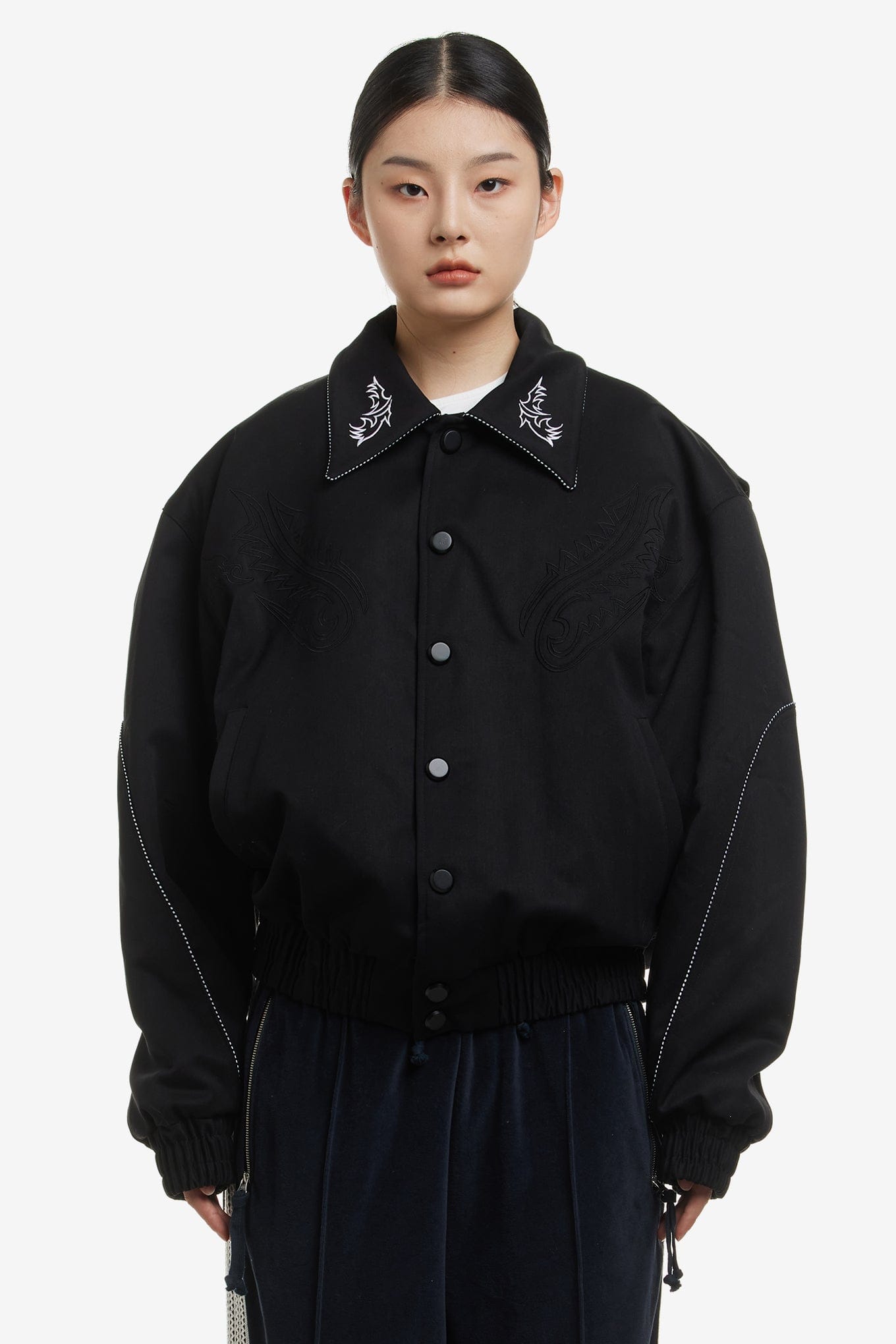 Lesugiatelier WESTERN EMBROIDERED VARSITY JACKET