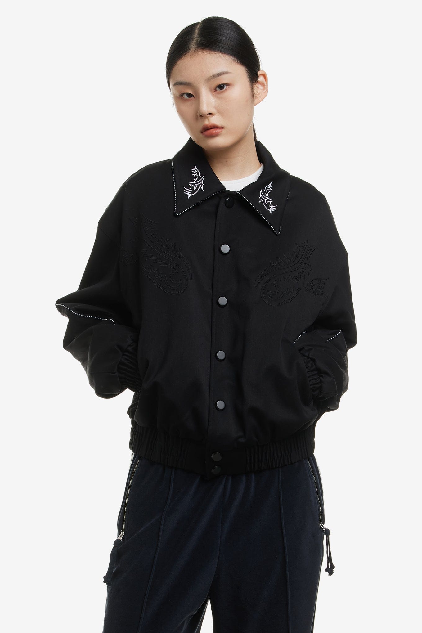 Lesugiatelier WESTERN EMBROIDERED VARSITY JACKET