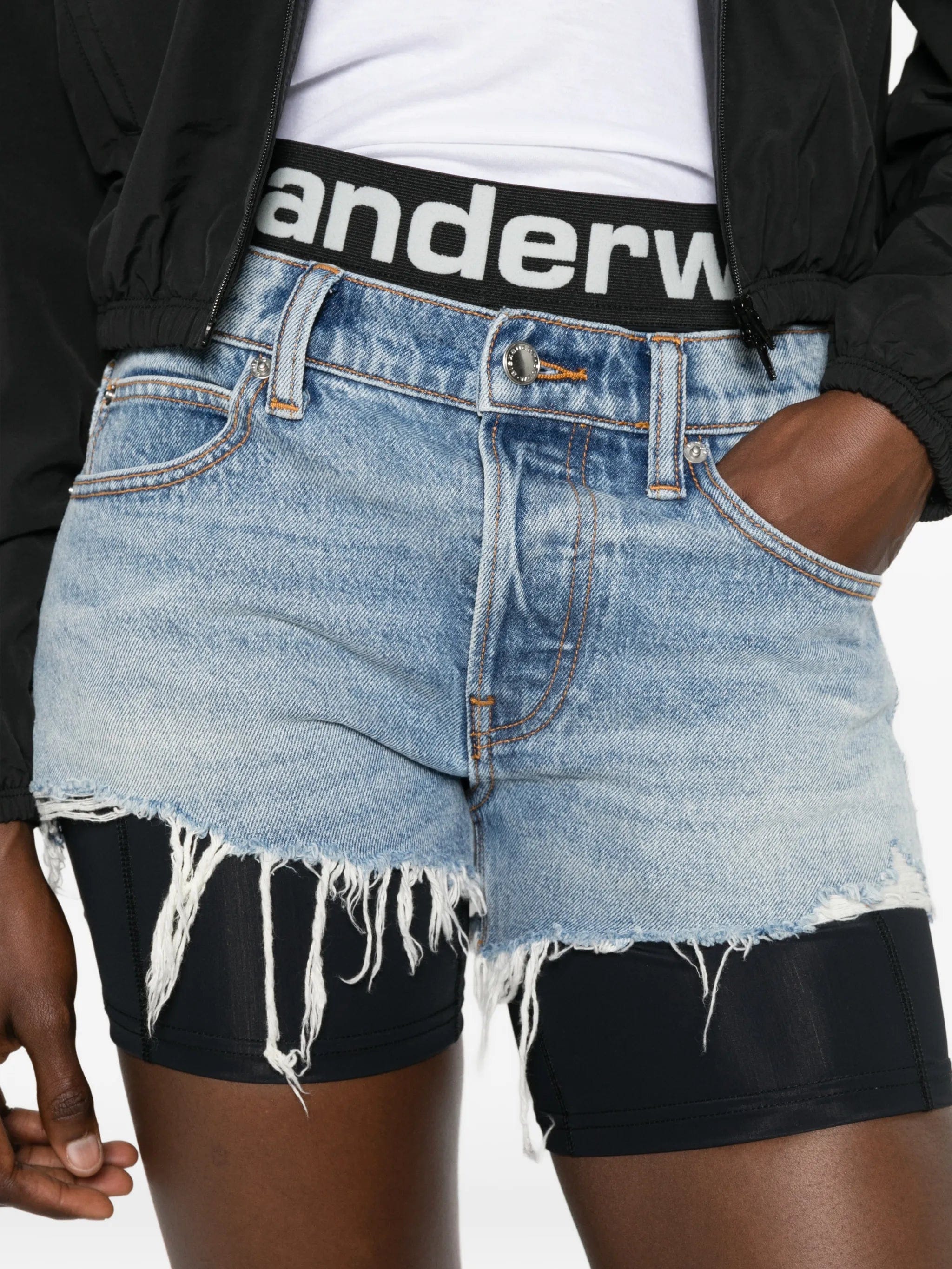 Alexander Wang layered frayed shorts