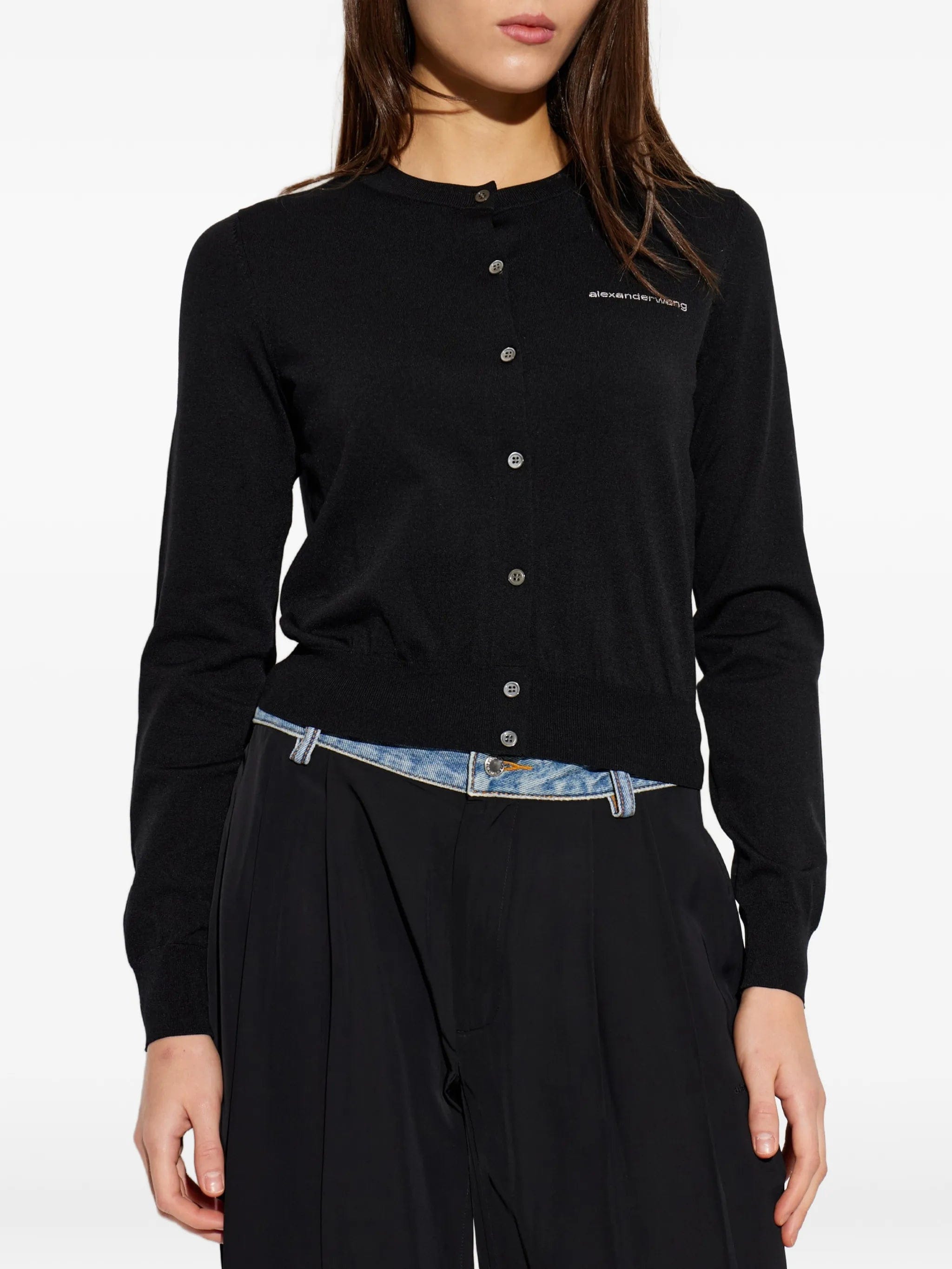 Alexander Wang crystal - embellished - logo cardigan