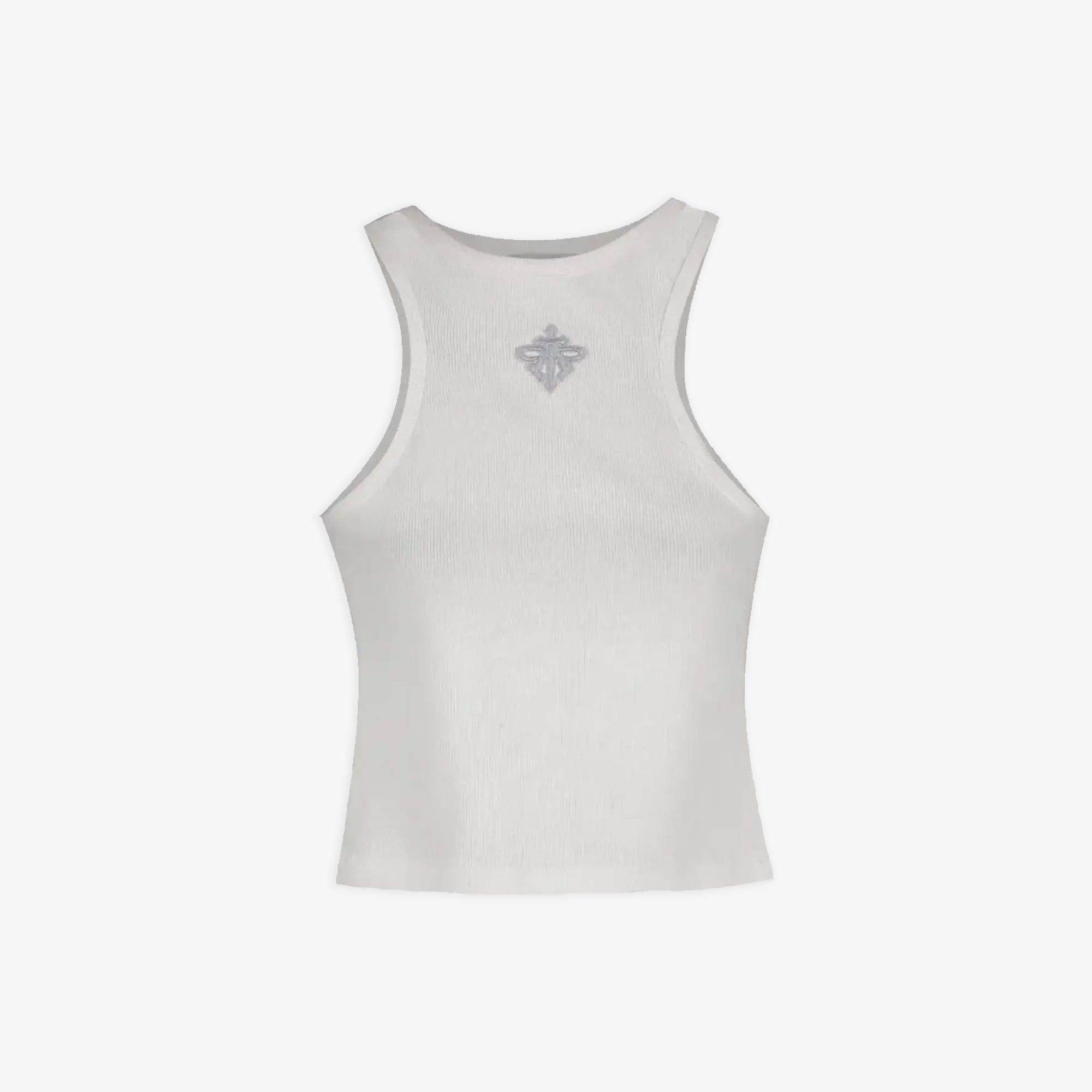 ALMOST GODS | ALPHA CROSS RIBBED TANK { WHITE