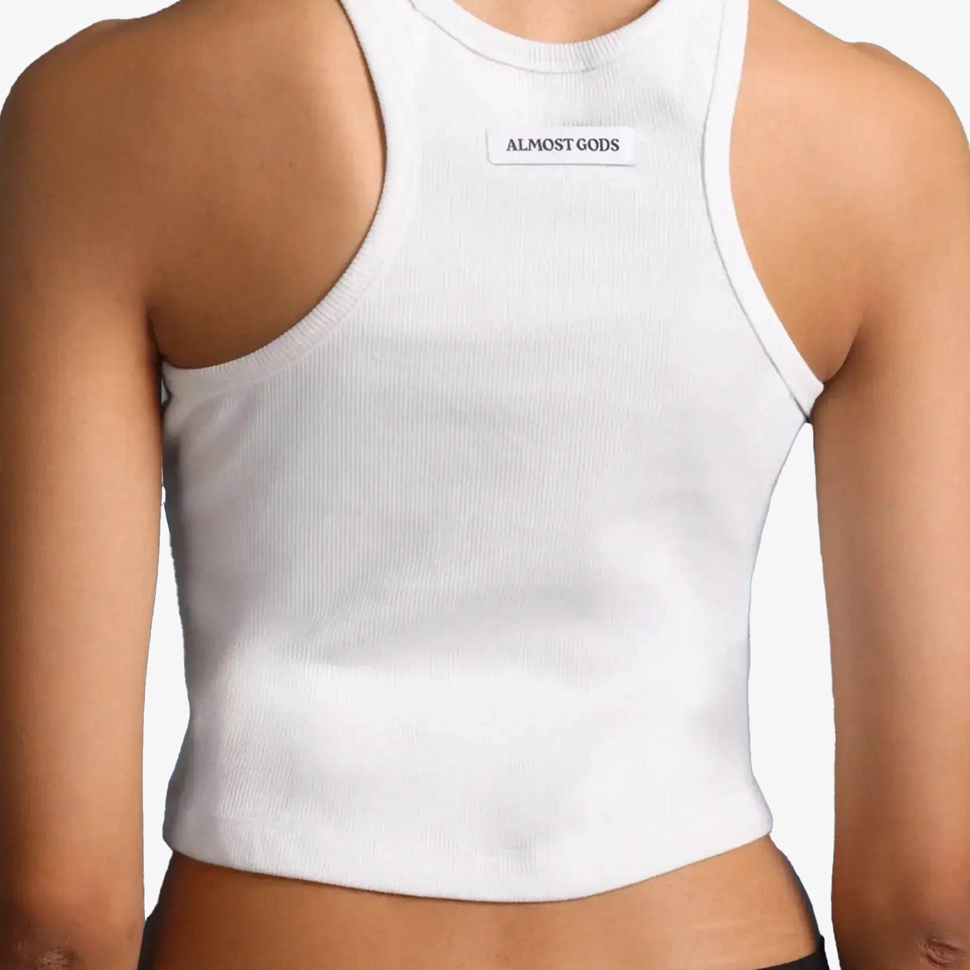 ALMOST GODS | ALPHA CROSS RIBBED TANK { WHITE
