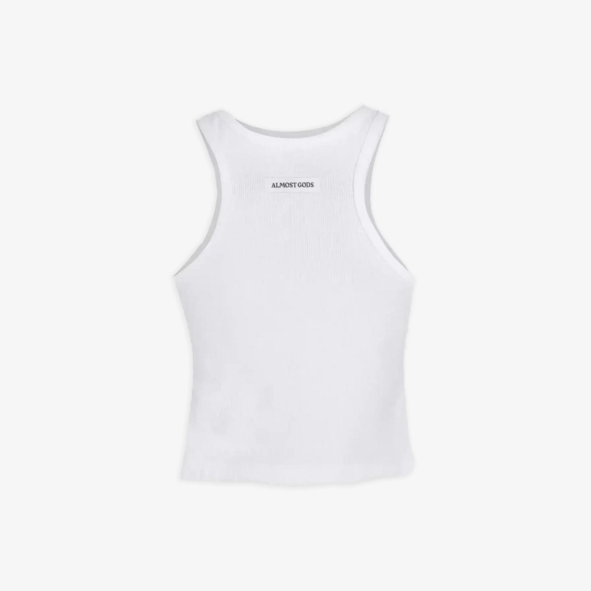 ALMOST GODS | ALPHA CROSS RIBBED TANK { WHITE