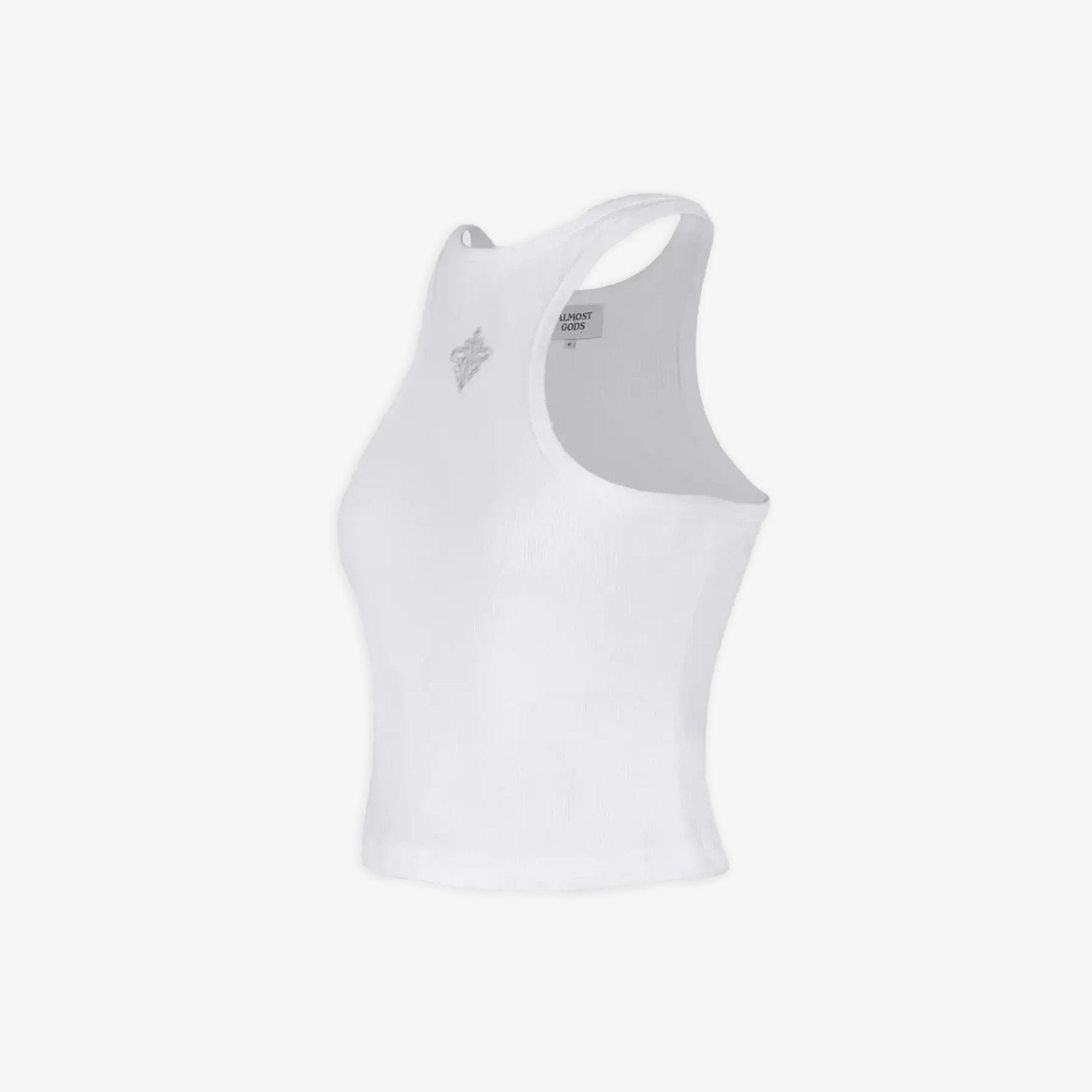 ALMOST GODS | ALPHA CROSS RIBBED TANK { WHITE