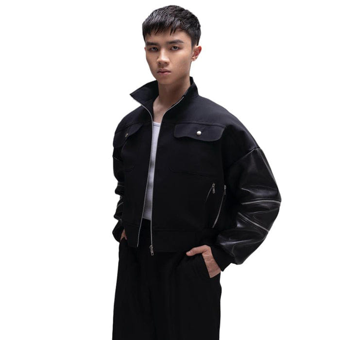 TEMMA Prasetio BLACK BOMBER JACKET SYNTHETIC LEATHER
