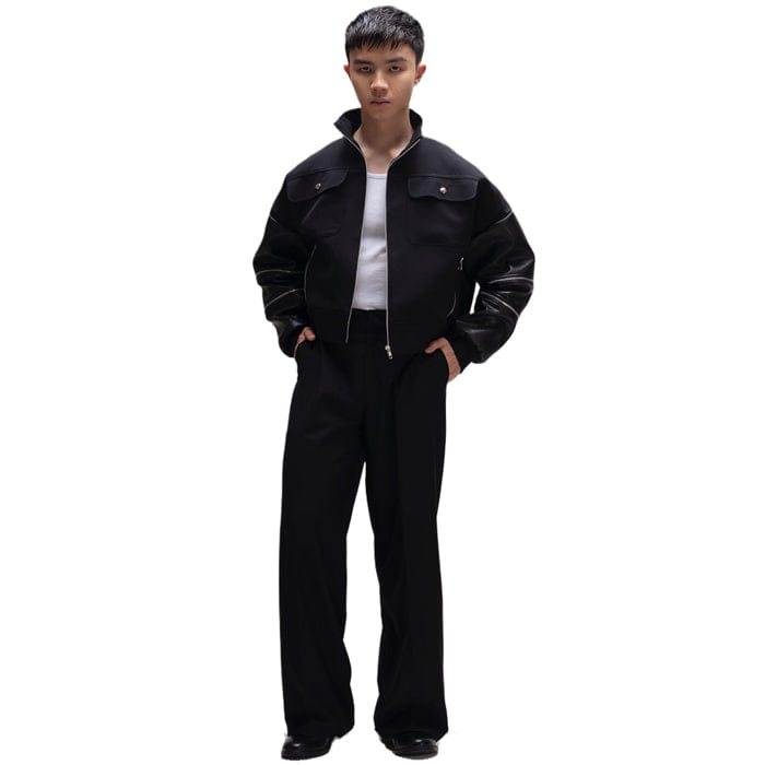 TEMMA Prasetio BLACK BOMBER JACKET SYNTHETIC LEATHER