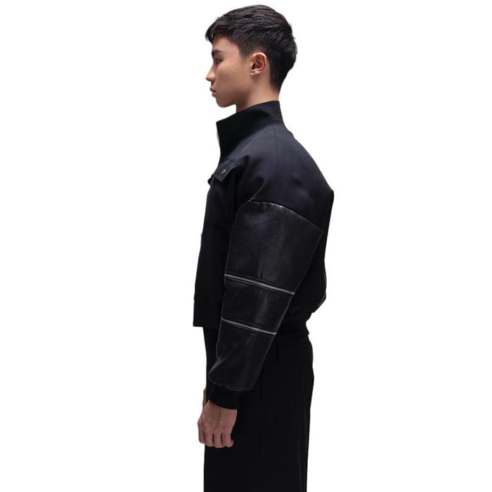 TEMMA Prasetio BLACK BOMBER JACKET SYNTHETIC LEATHER