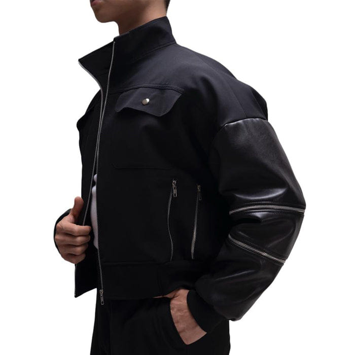 TEMMA Prasetio BLACK BOMBER JACKET SYNTHETIC LEATHER