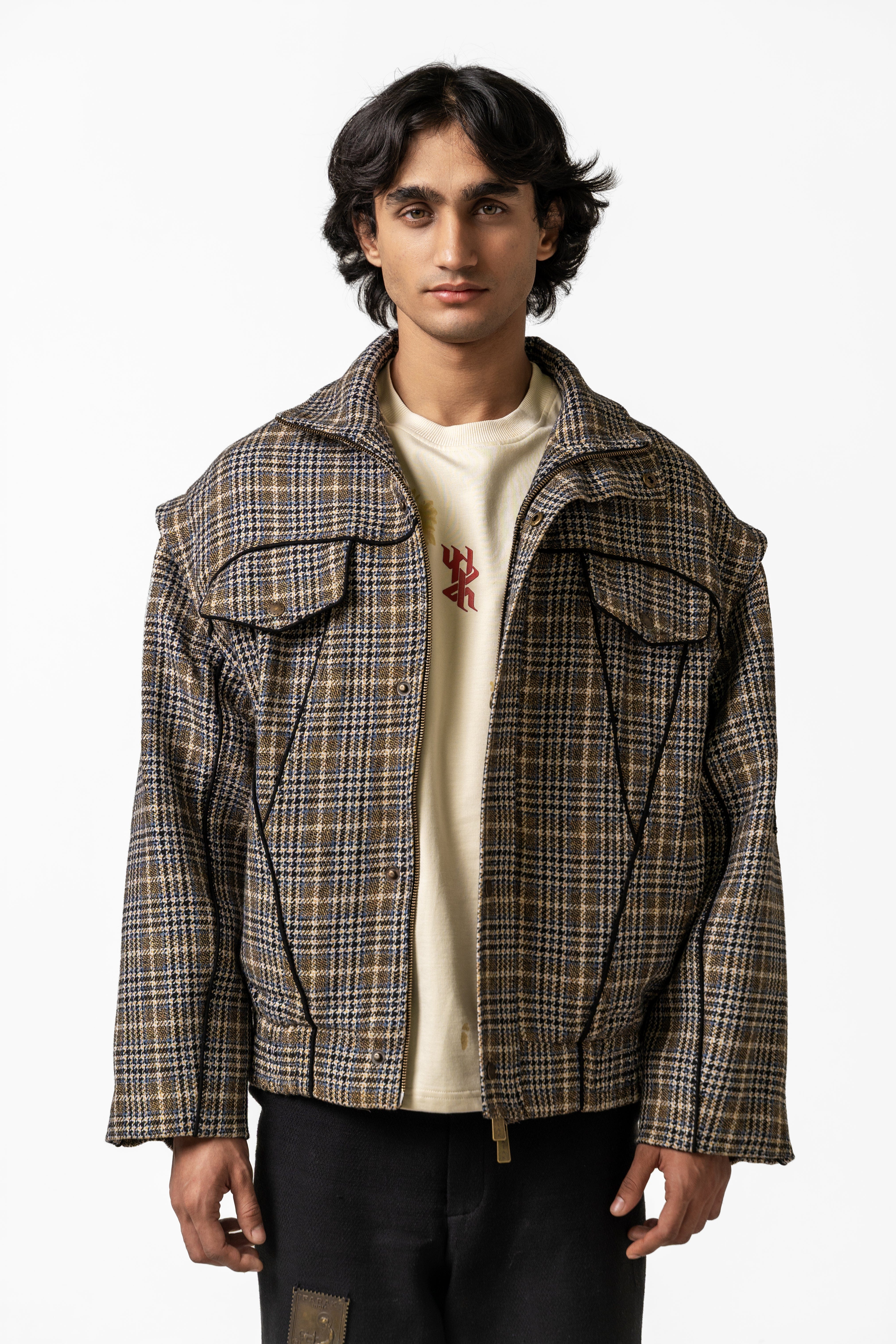 F A R A K Plaid Bomber Jacket