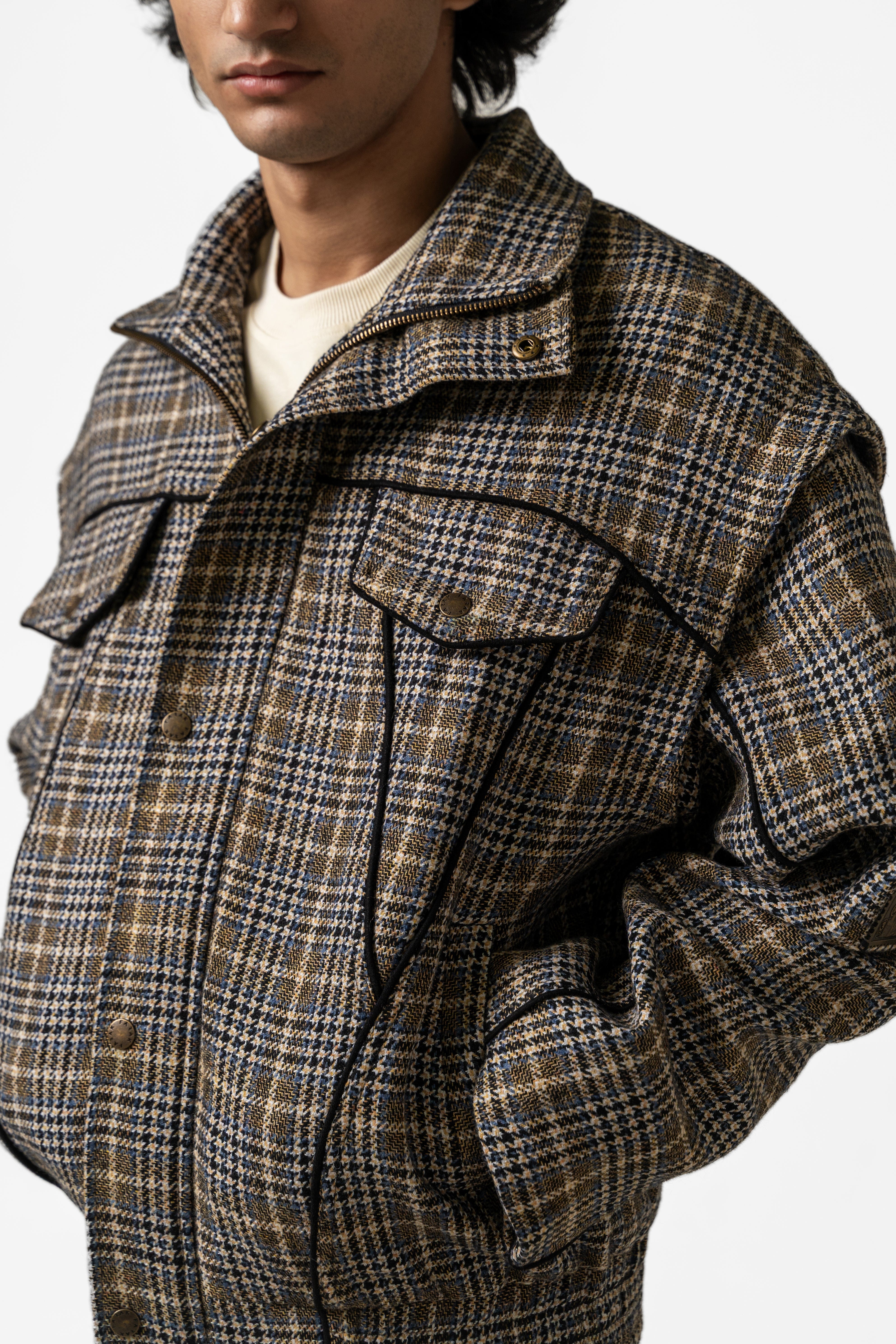 F A R A K Plaid Bomber Jacket