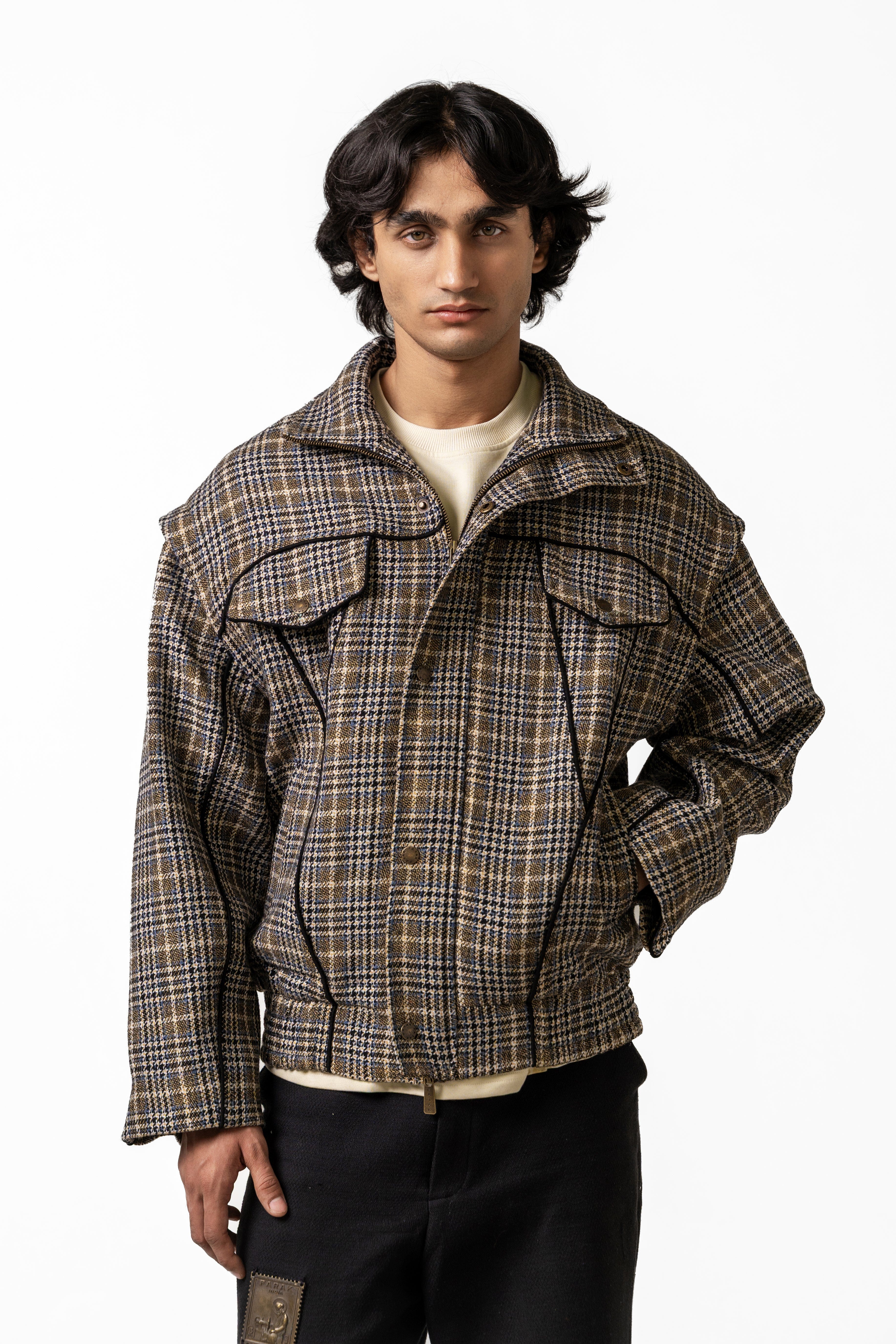 F A R A K Plaid Bomber Jacket