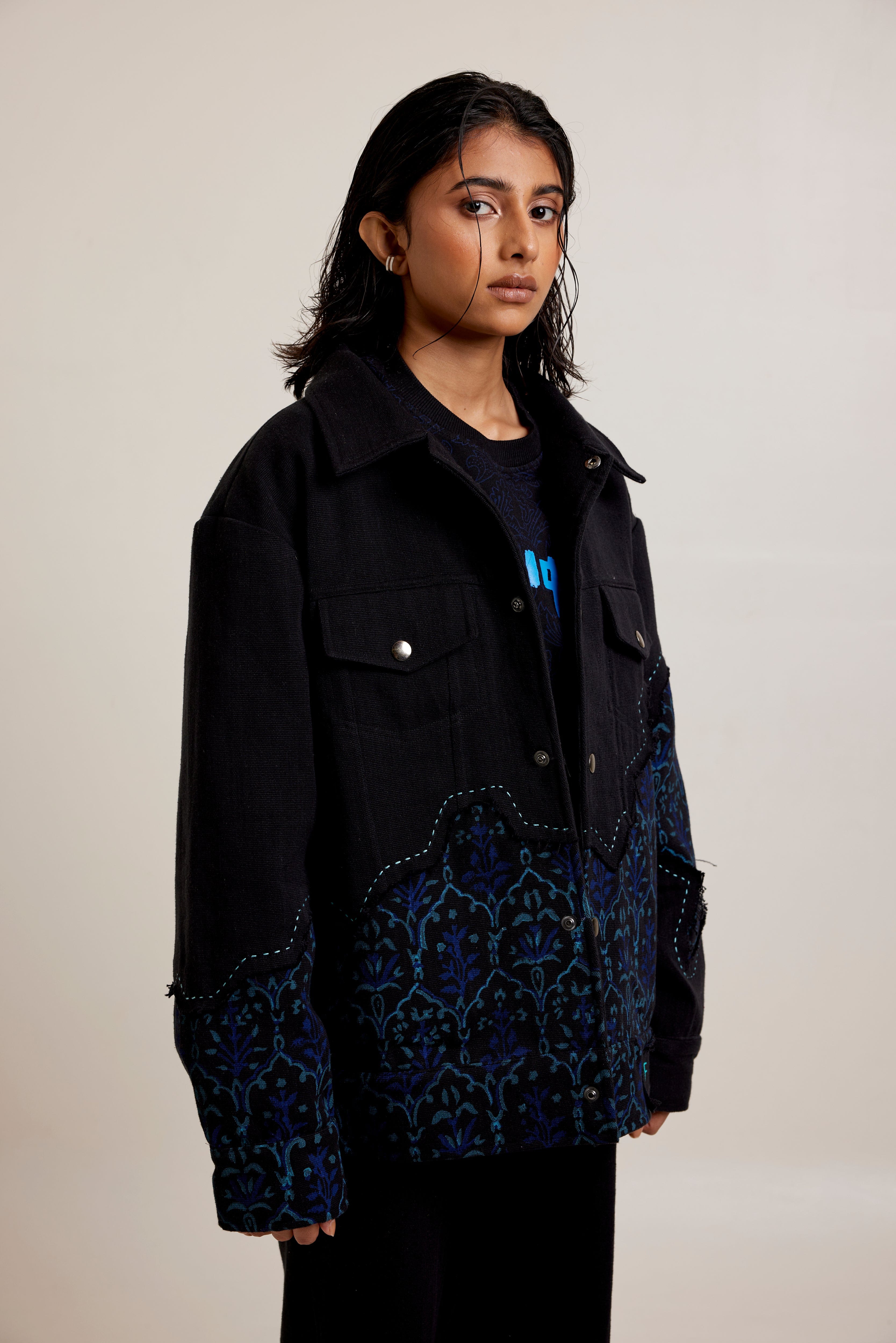 Handmade Black Khadi Handwoven - Jacket 2.0