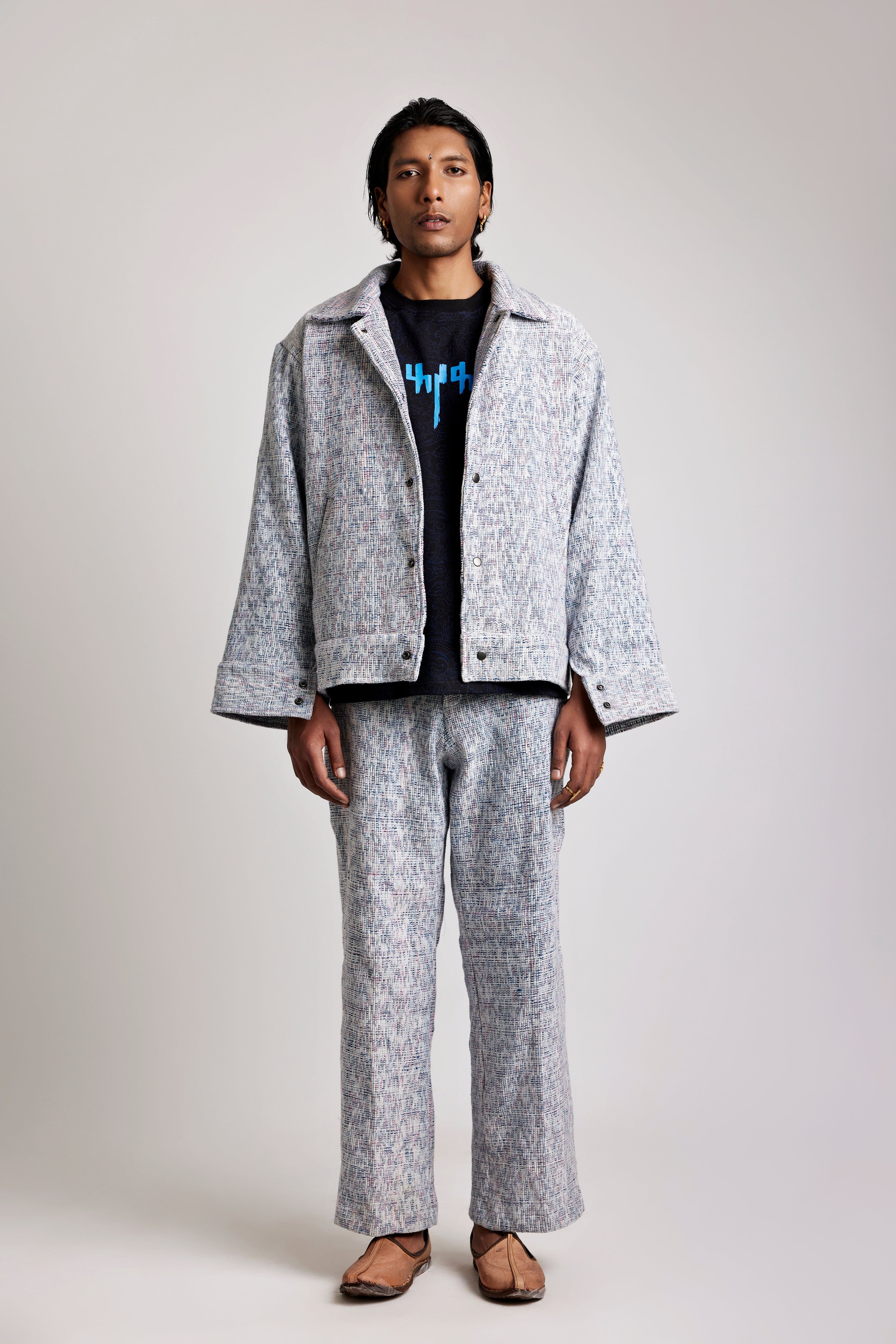 Handwoven Upcycled Indigo Hand - woven - Jacket