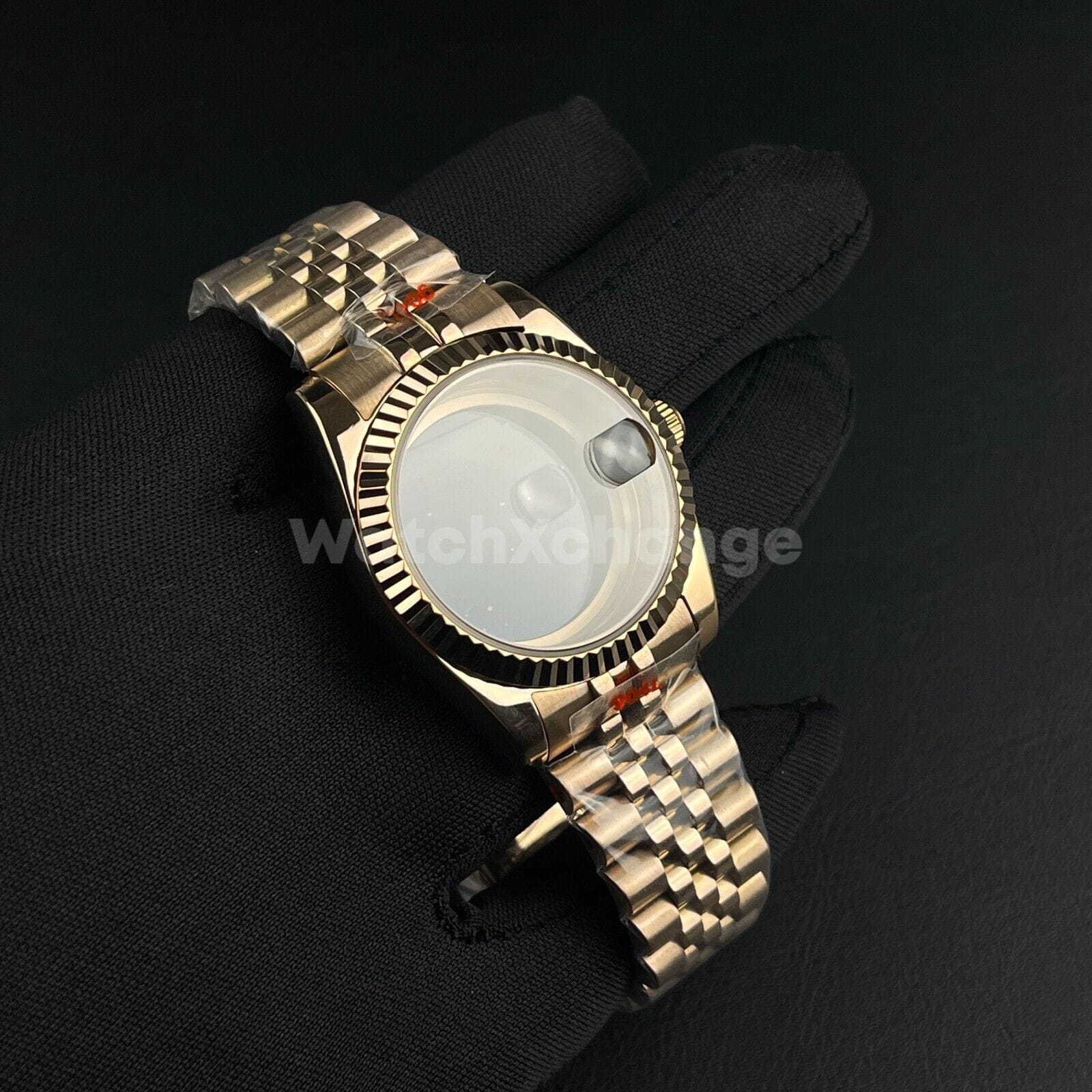 Watchxchange 36 mm/39 mm Fluted Bezel Rose Gold Watch Case Fit NH35 NH36 Jubliee Bracelet