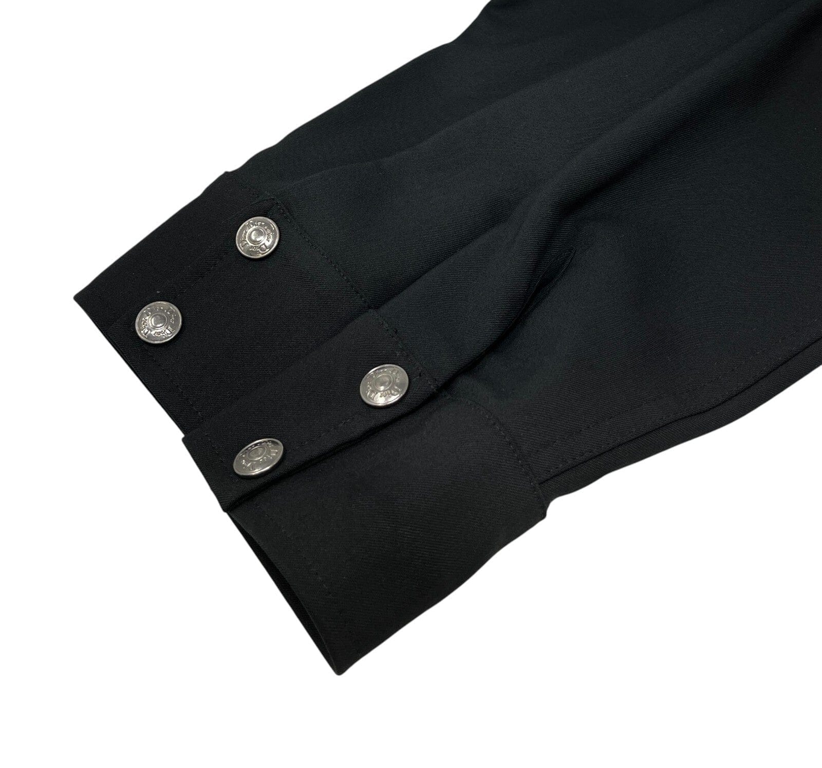 Luxury Promise Japan Christian Dior Vintage Logo Shirt Jacket Top #36 Snap Button Black Viscose Wool