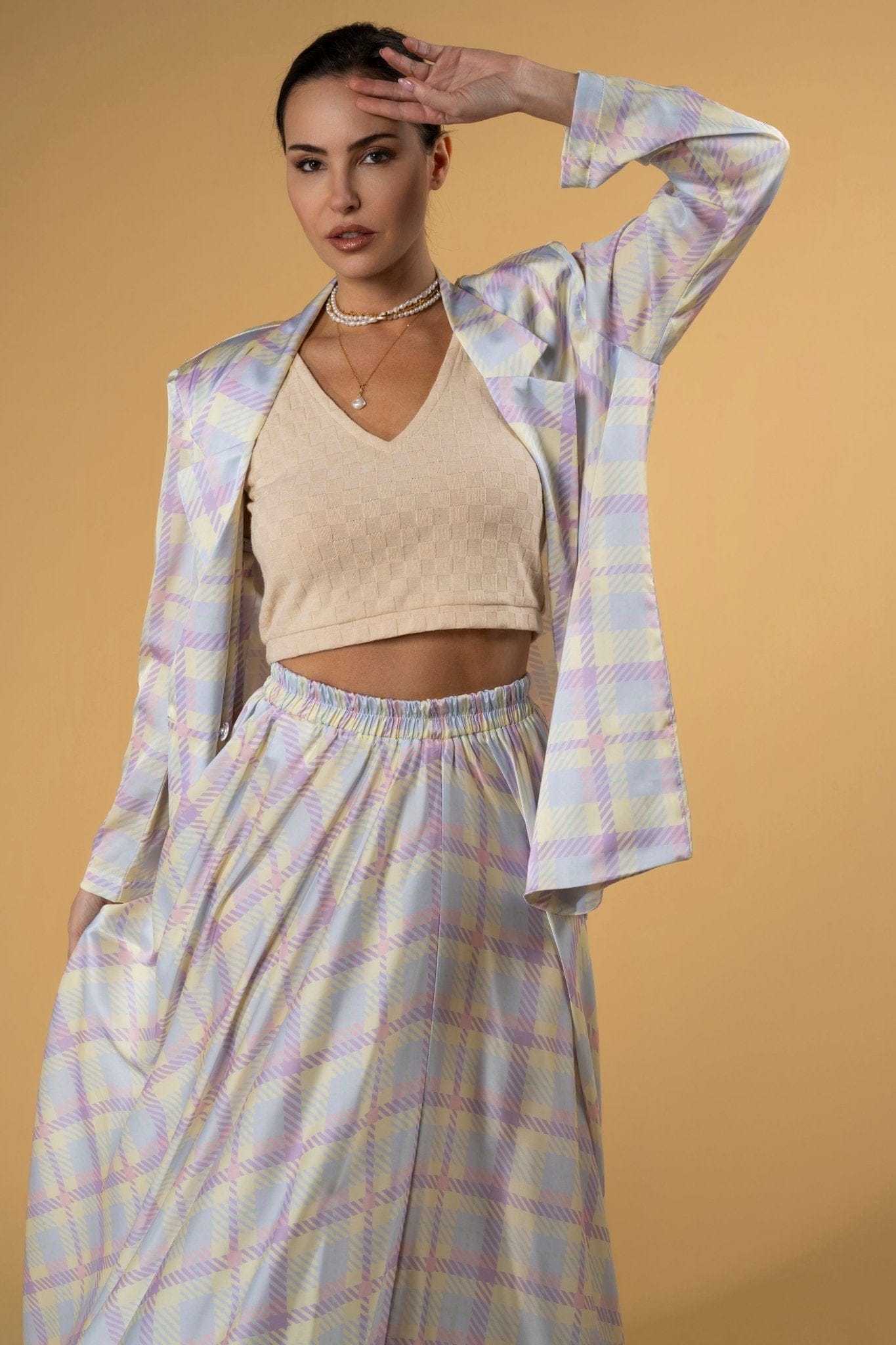 Maison Clad JACKET CLEA CHECKS PURPLE YELLOW MCL00887