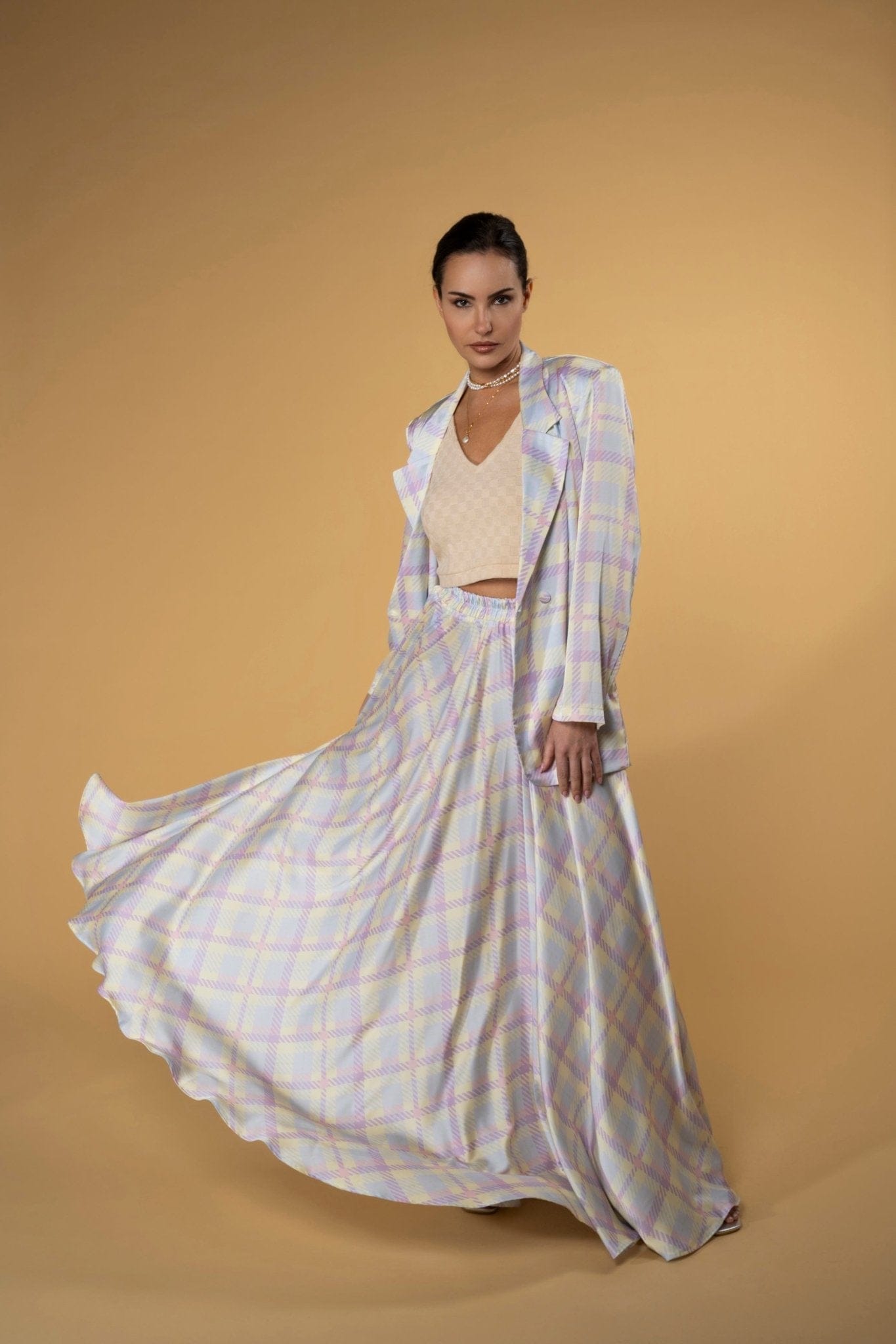 Maison Clad JACKET CLEA CHECKS PURPLE YELLOW MCL00887