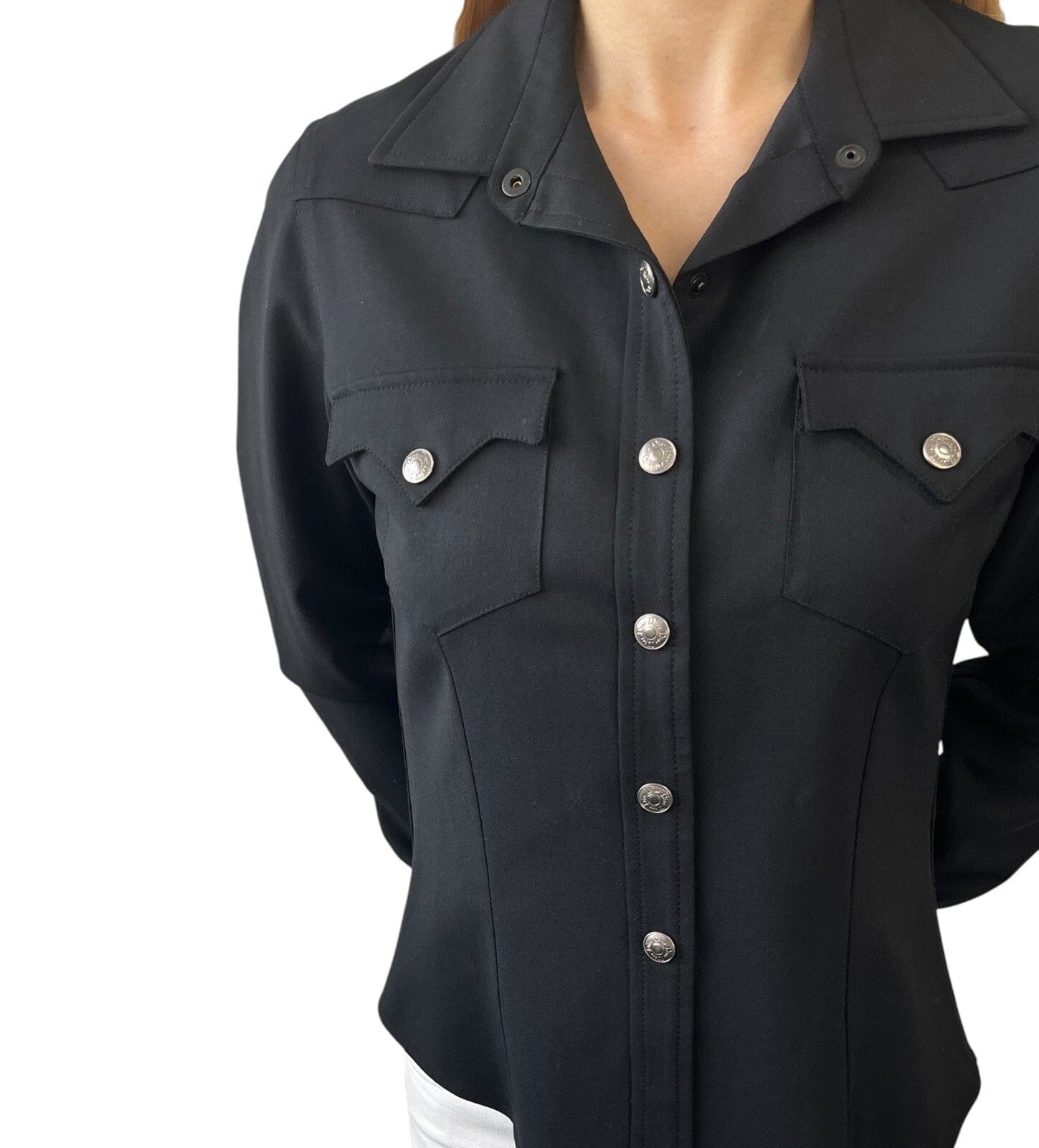 Luxury Promise Japan Christian Dior Vintage 2003 Logo Jacket #36 Shirt Top Black Snap Button Viscose