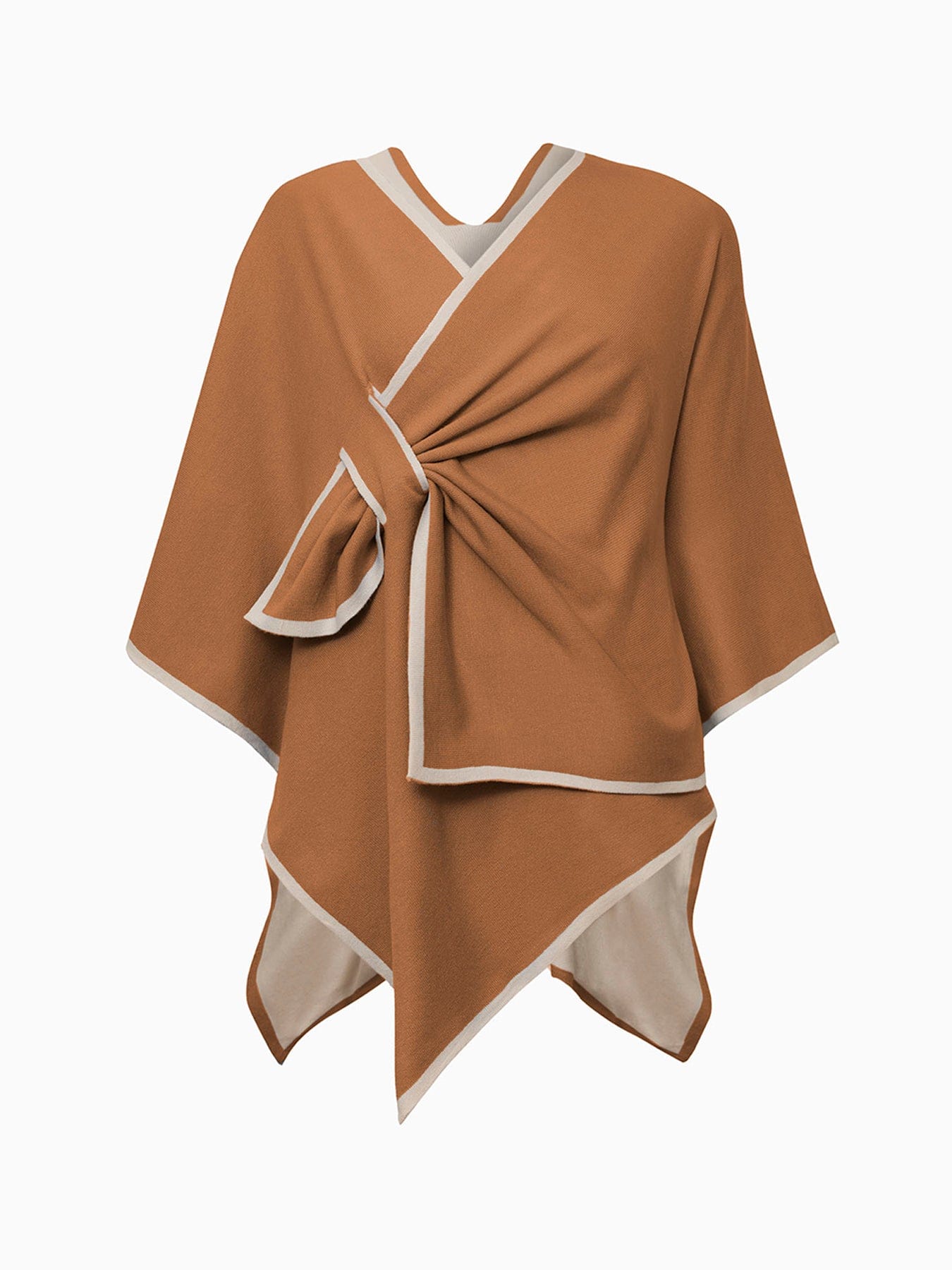 James Lakeland Front Knot Poncho Brown