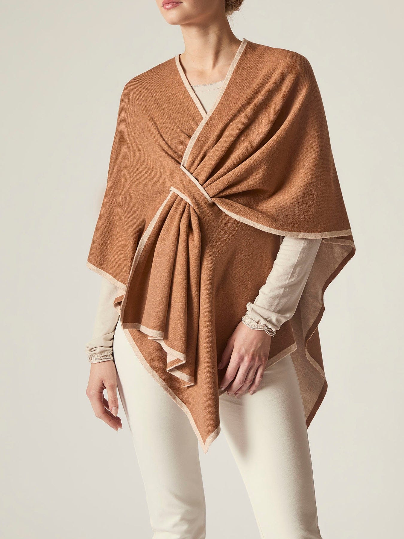 James Lakeland Front Knot Poncho Brown