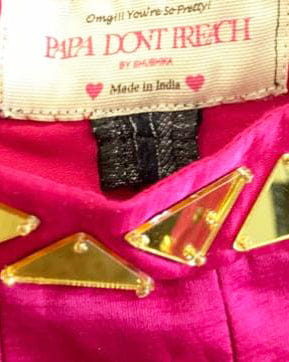 Papa Don't Preach Crepe mirror embellished 3 peice jacket Skirt set in Pink