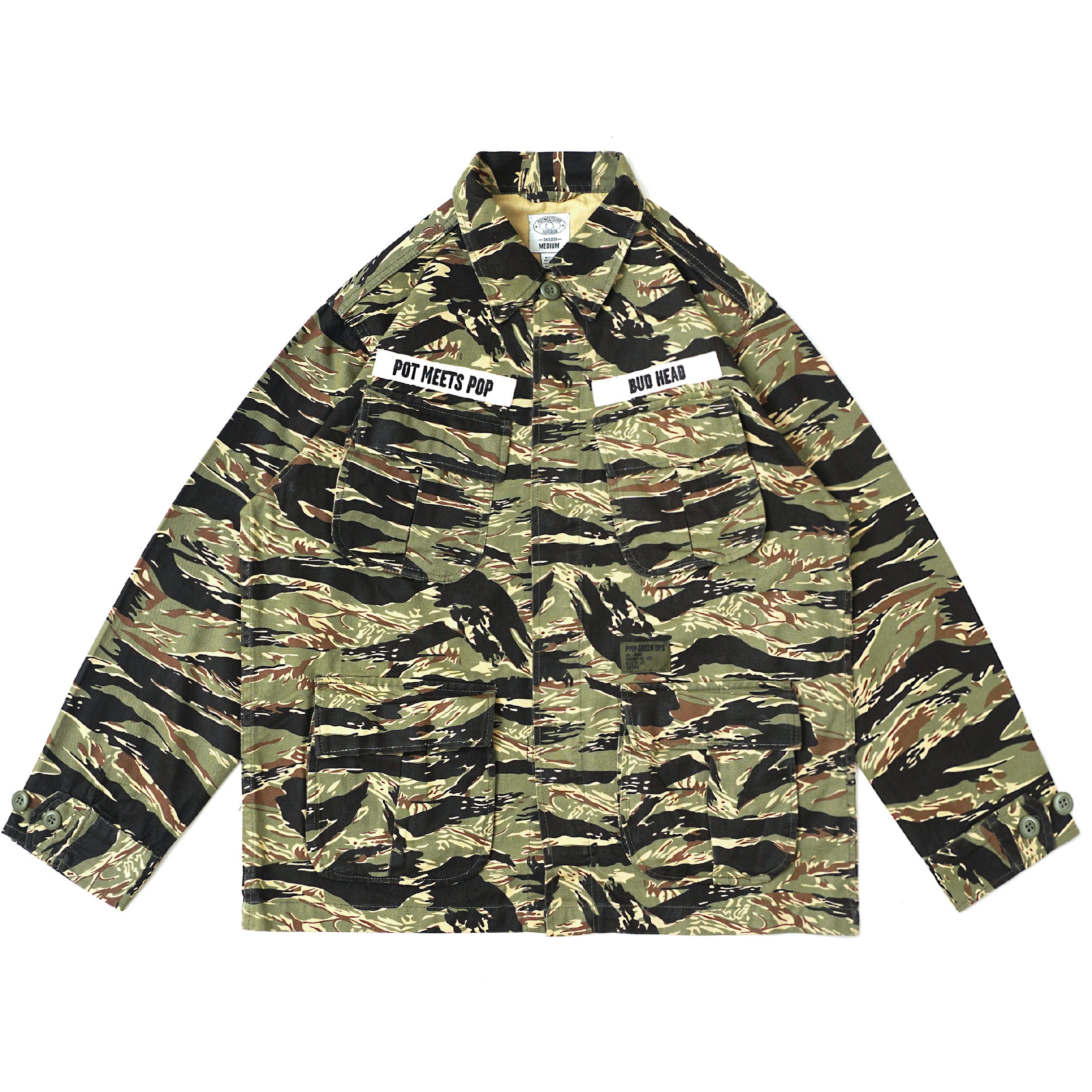 Pot Meets Pop Oz Army Slanted Pocket Jacket Stripe - Golden Tiger