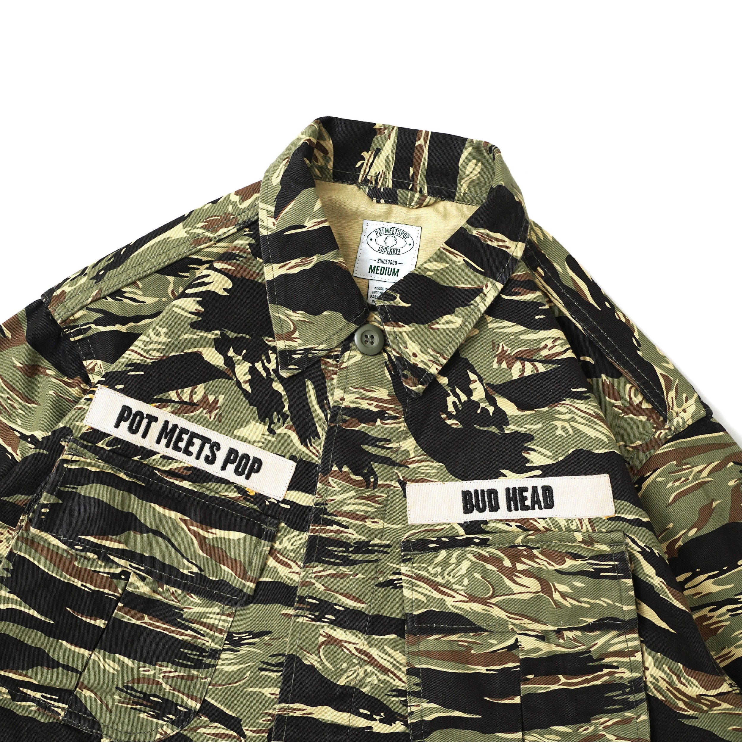 Pot Meets Pop Oz Army Slanted Pocket Jacket Stripe - Golden Tiger