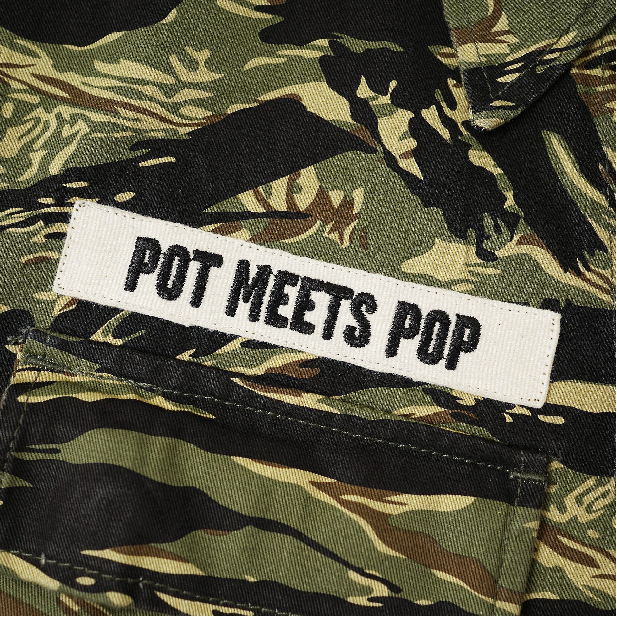 Pot Meets Pop Oz Army Slanted Pocket Jacket Stripe - Golden Tiger