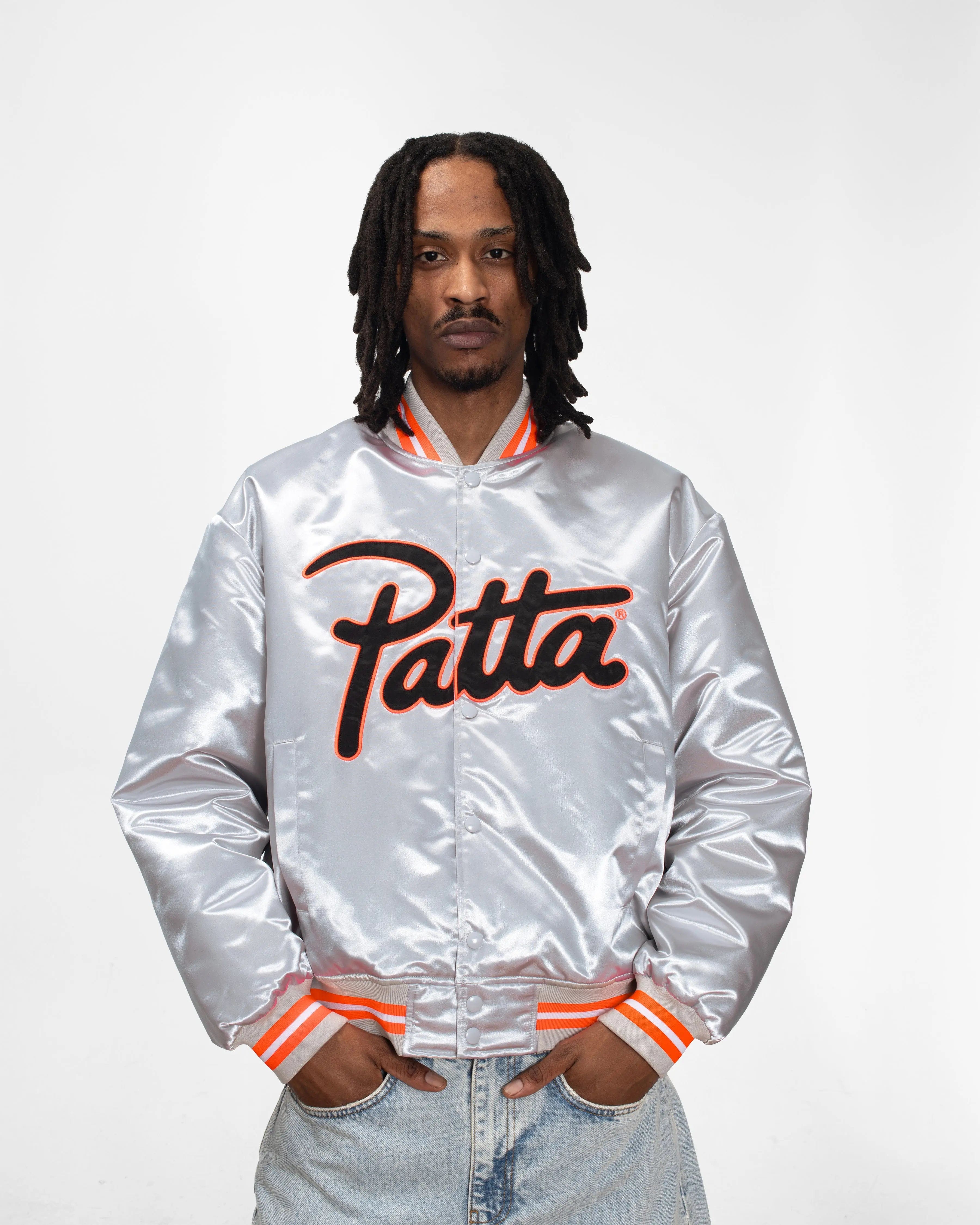 Classic Patta Classic Satin Bomber Jacket (Lunar Rock)