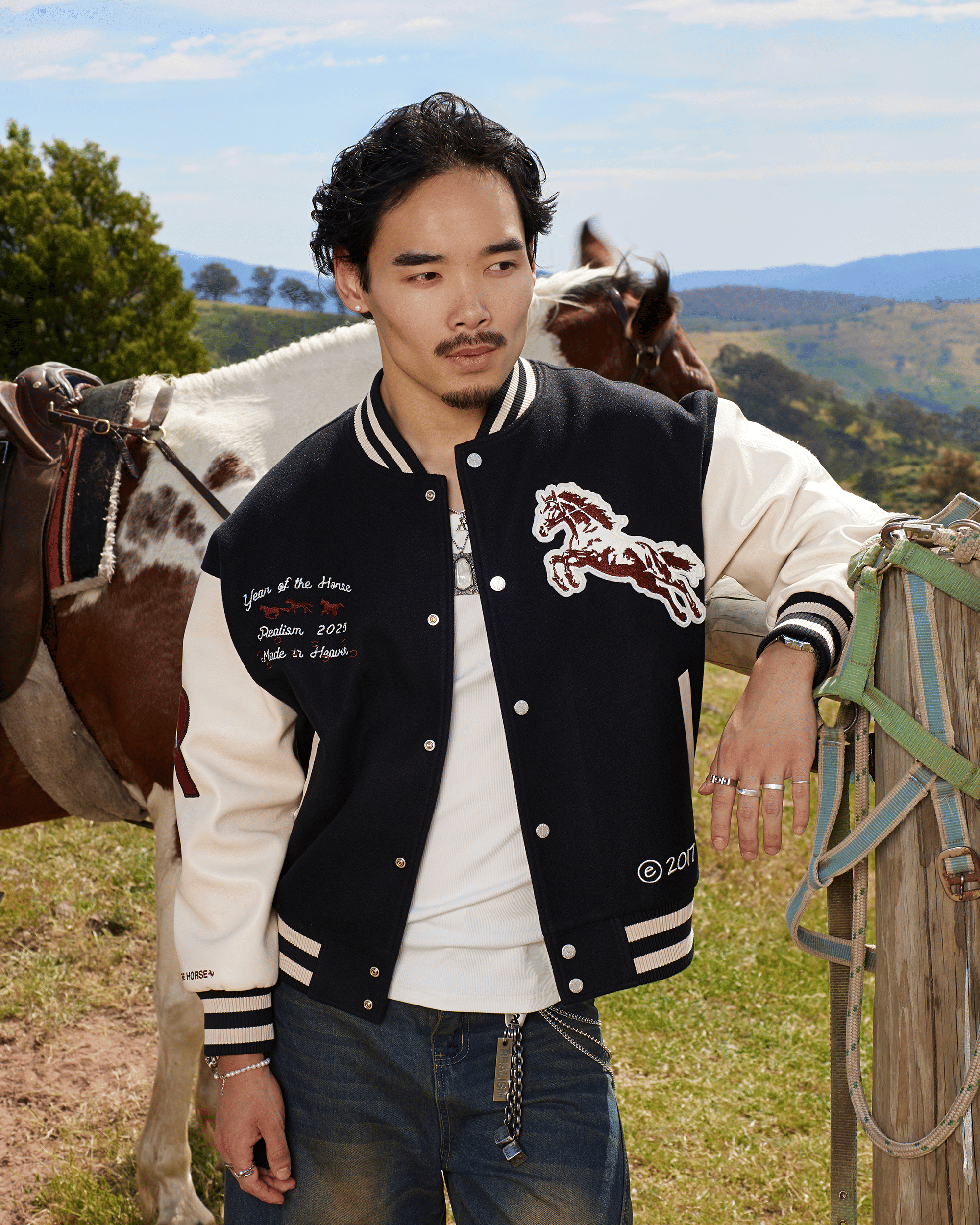 Realism SSS REALISM HORSE LETTERMAN JACKET BLACK