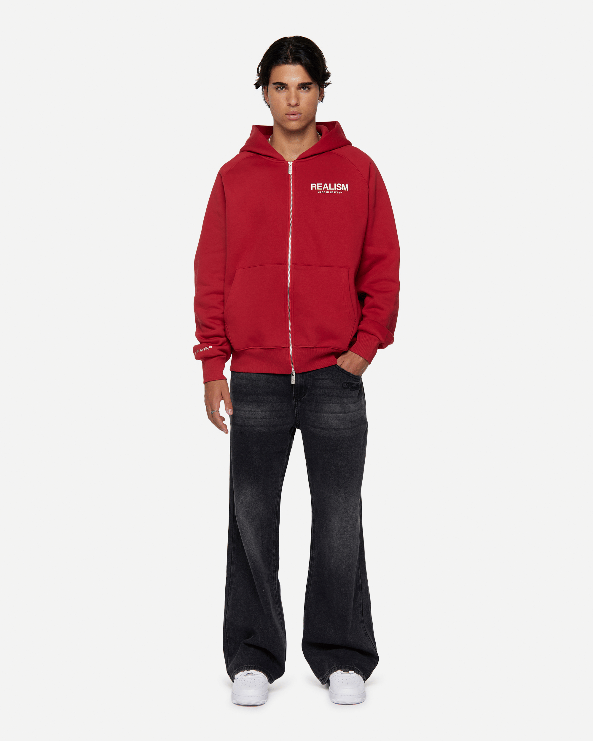 Realism SSS REALISM HEAVEN LOGO ZIP HOODIE CRIMSON RED