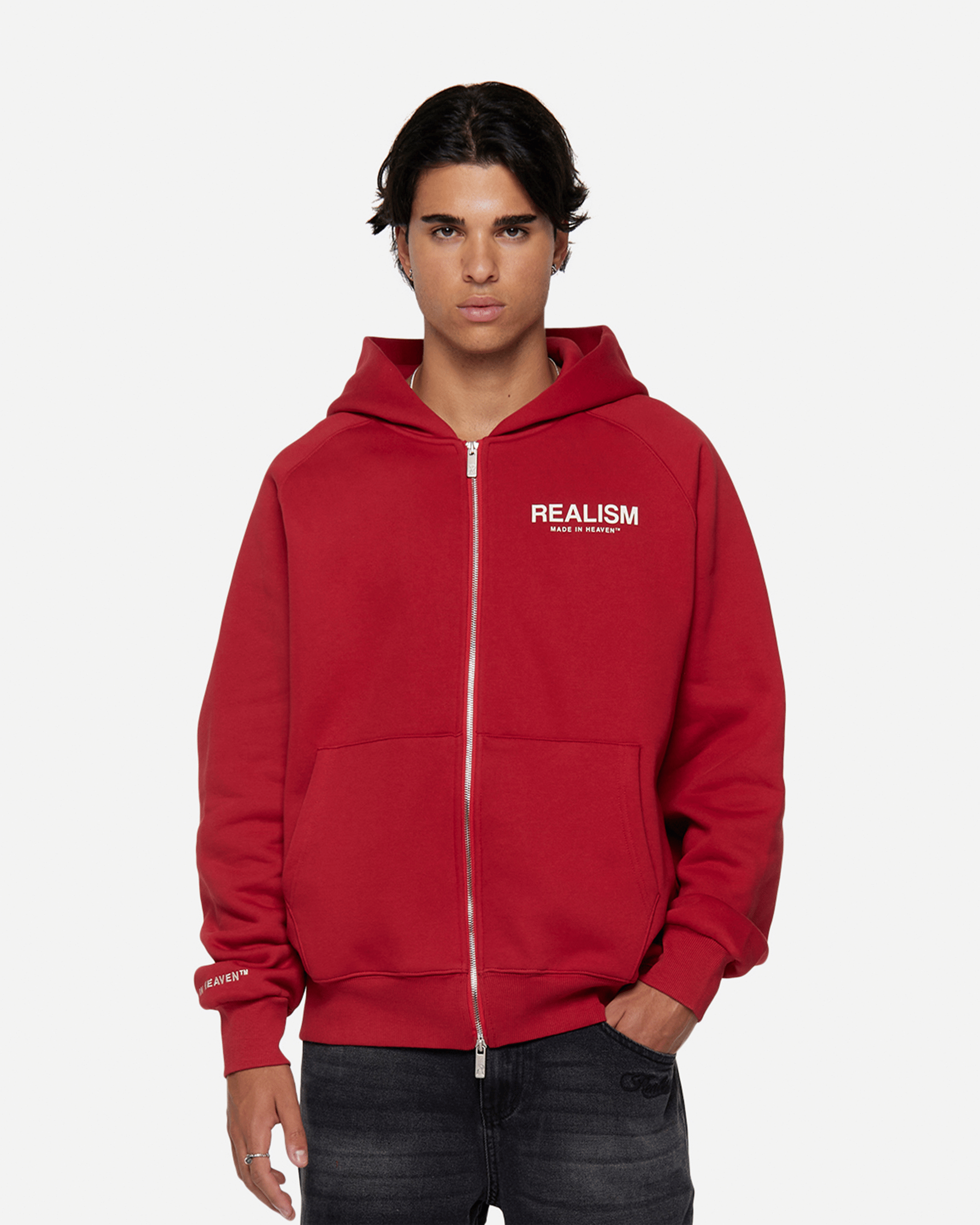 Realism SSS REALISM HEAVEN LOGO ZIP HOODIE CRIMSON RED