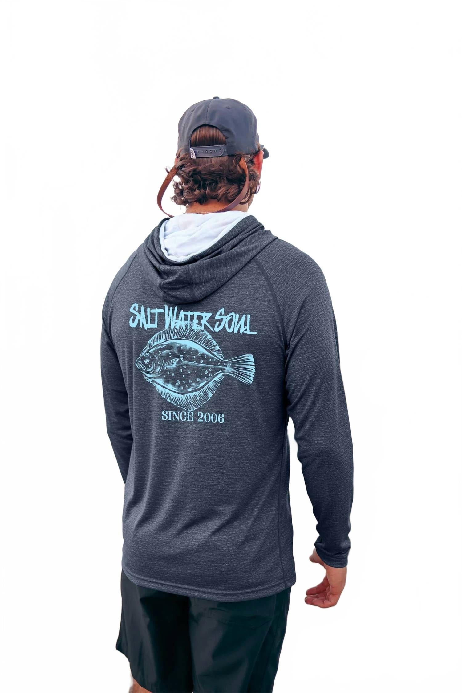 Classic Men's Flounder Classic Performance Hoodie In Grey