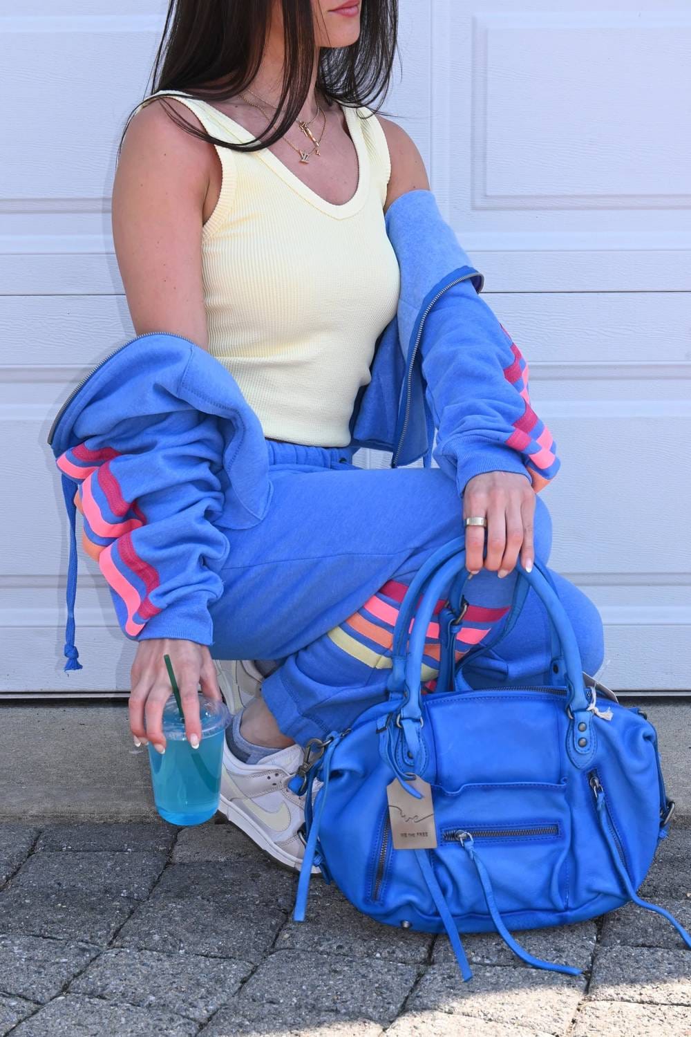 Blue Sea Bright Zip Up Hoodie In Blue