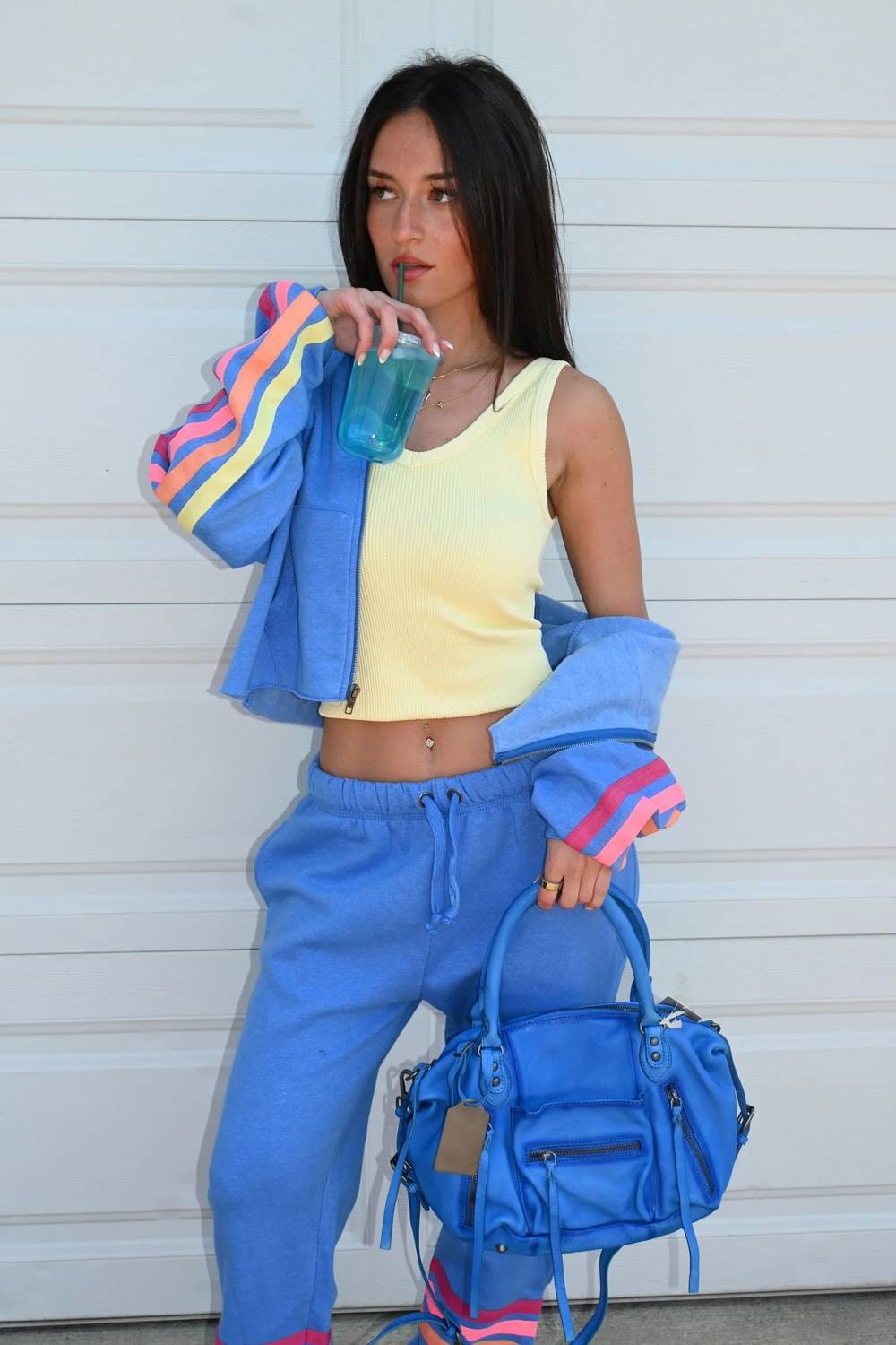 Blue Sea Bright Zip Up Hoodie In Blue