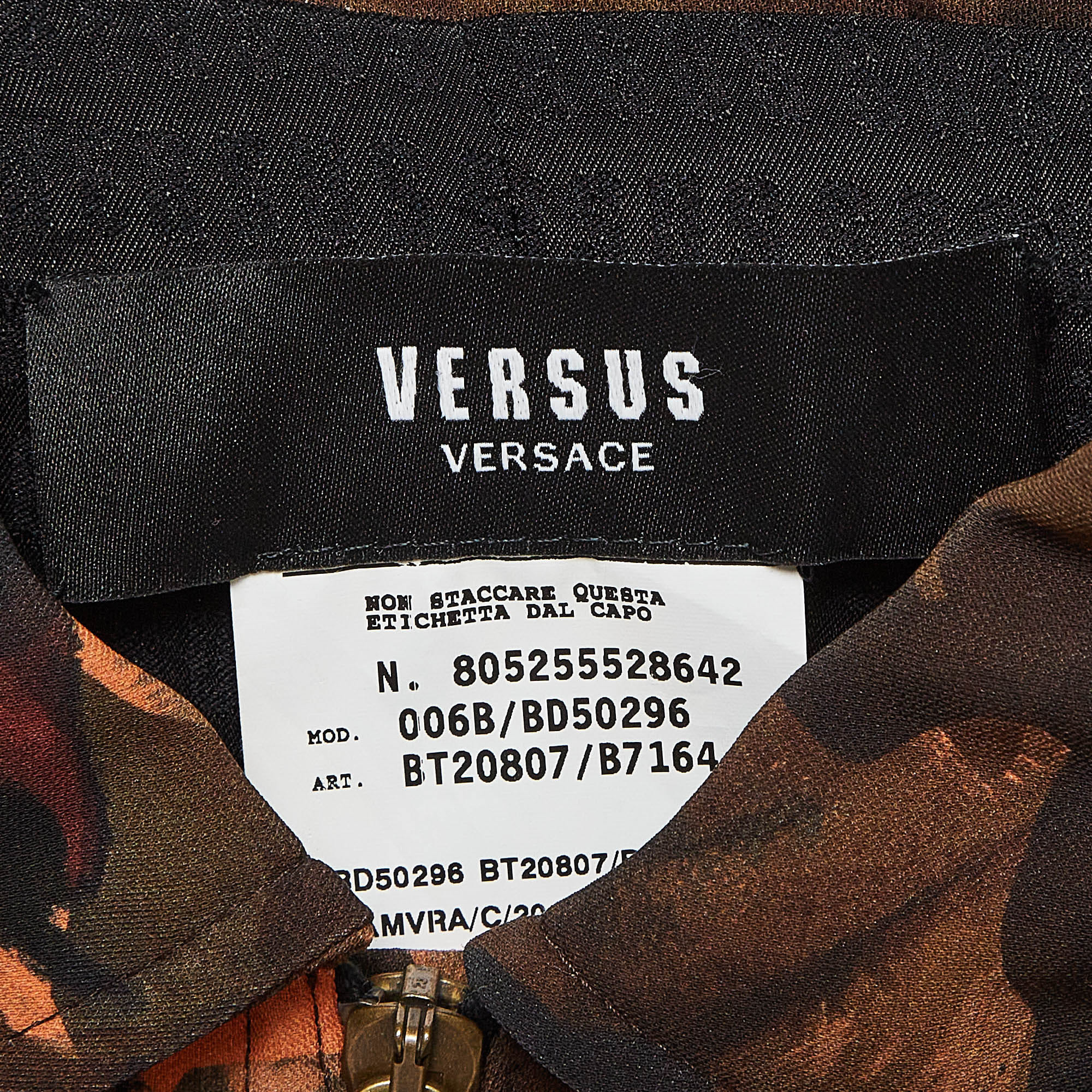 Versus Versace Brown Camouflage Print Jersey Zip - Up Jacket