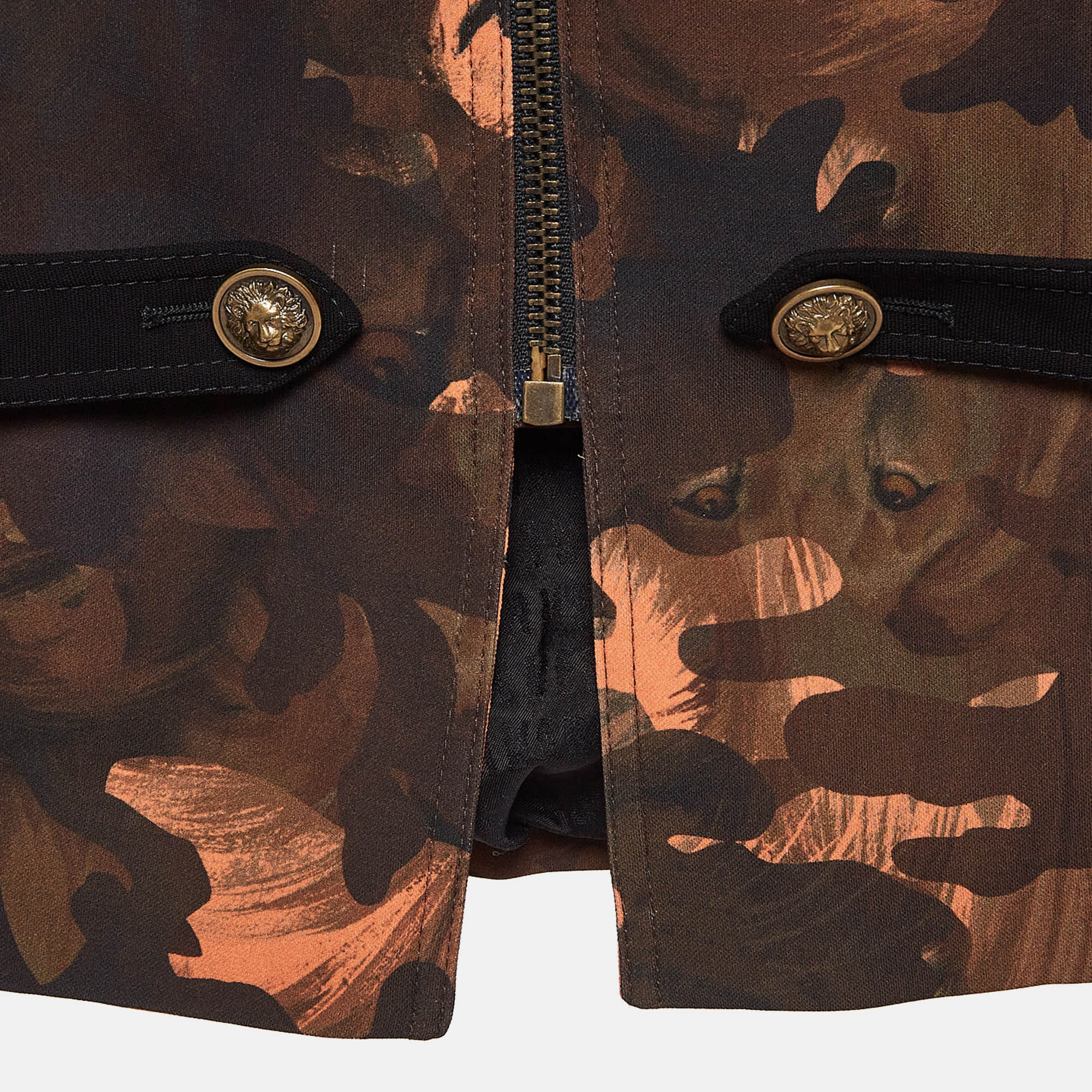 Versus Versace Brown Camouflage Print Jersey Zip - Up Jacket