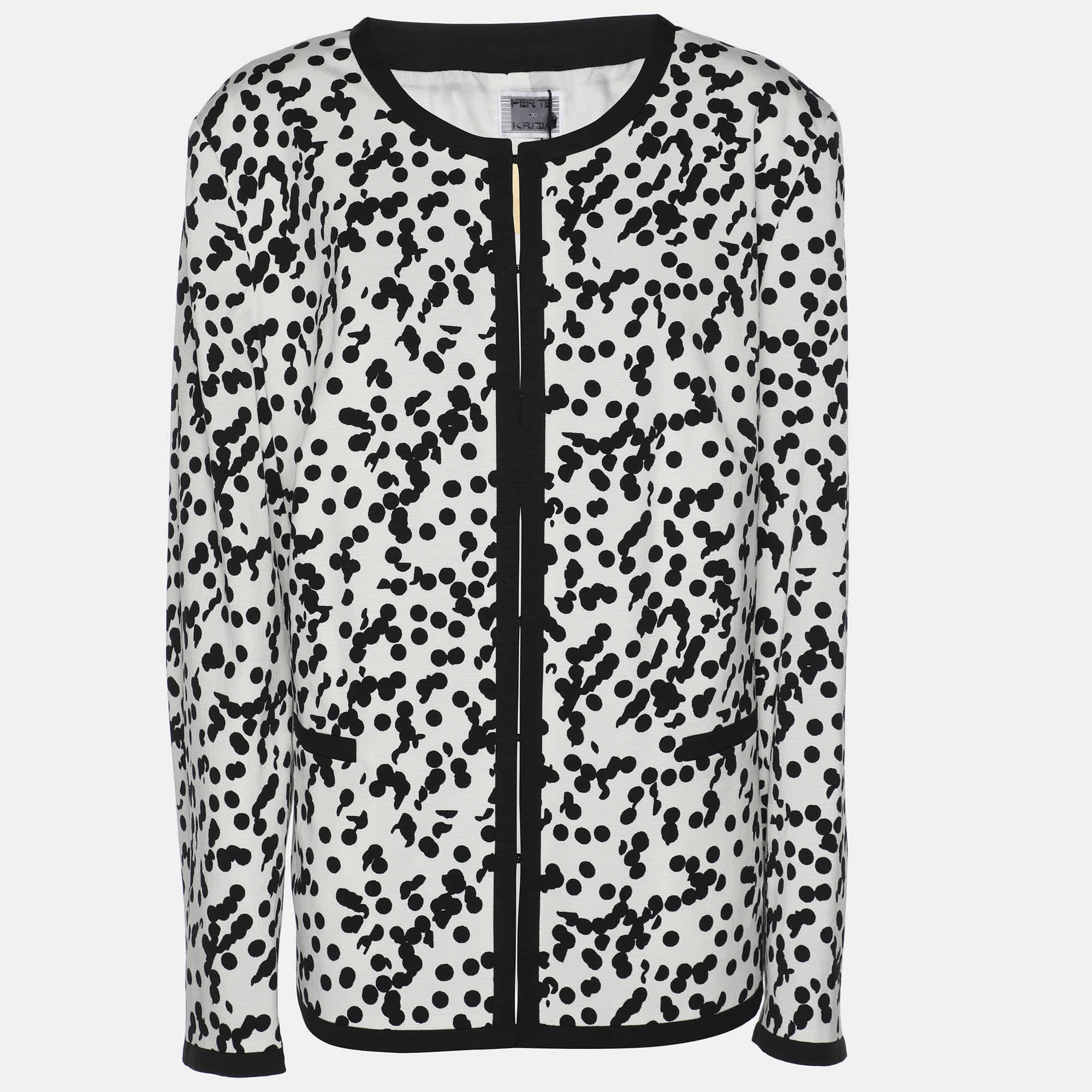 Krizia Perte By Krizia White/black Ottoman Spot Print Shirt Jacket