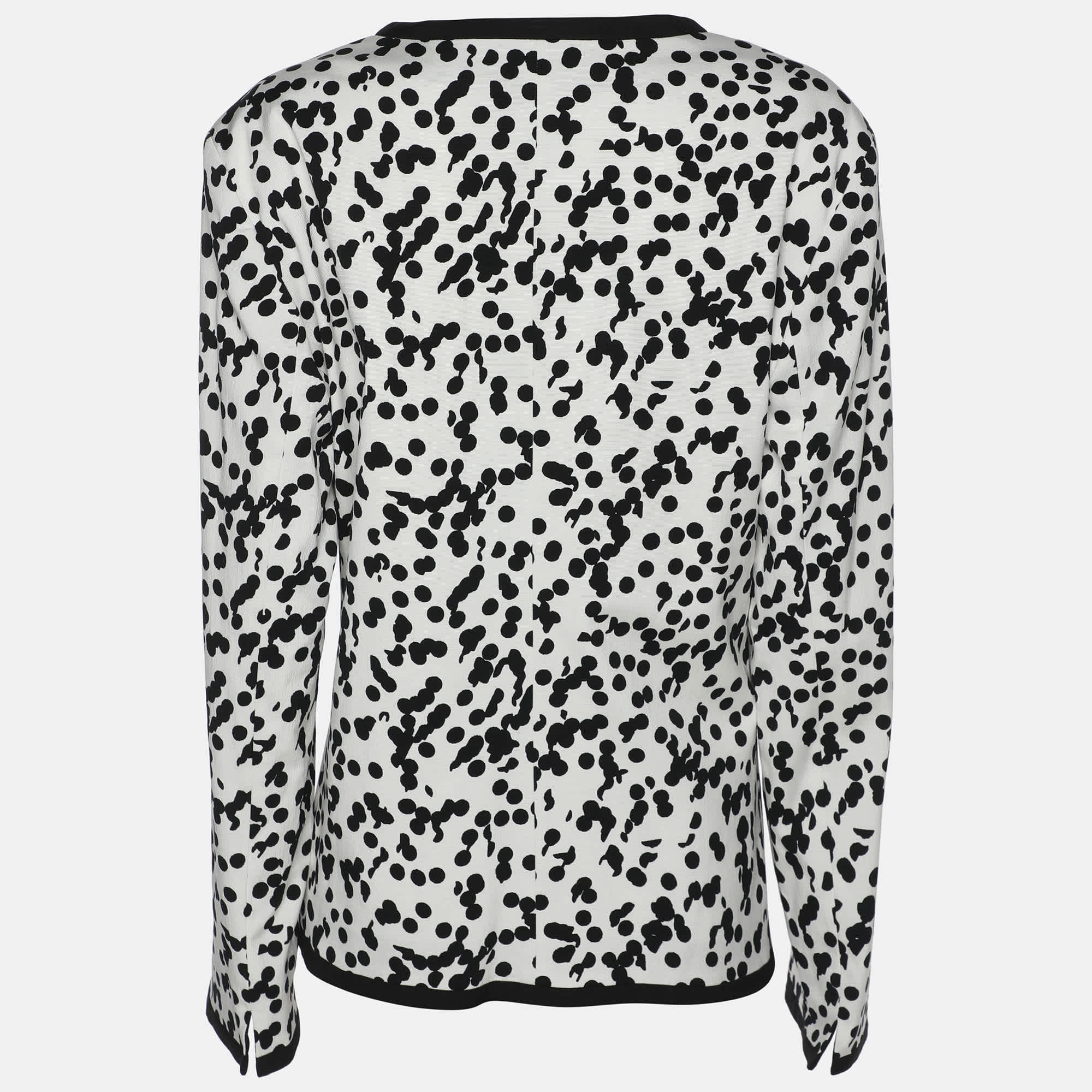 Krizia Perte By Krizia White/black Ottoman Spot Print Shirt Jacket