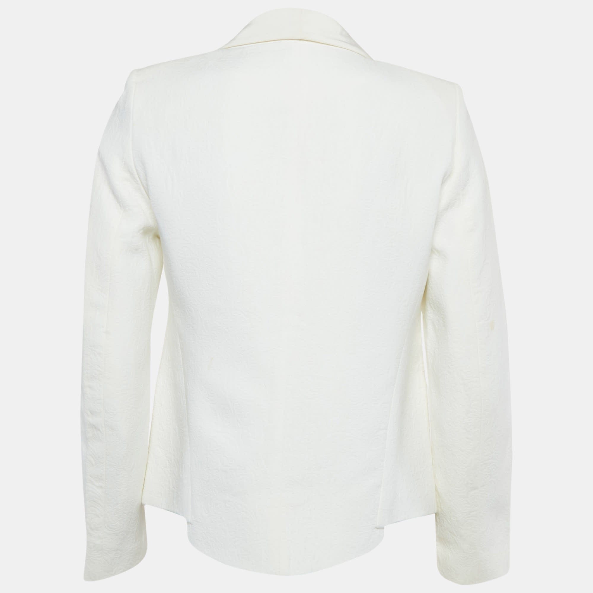 White Jacquard Shawl Collar Jacket