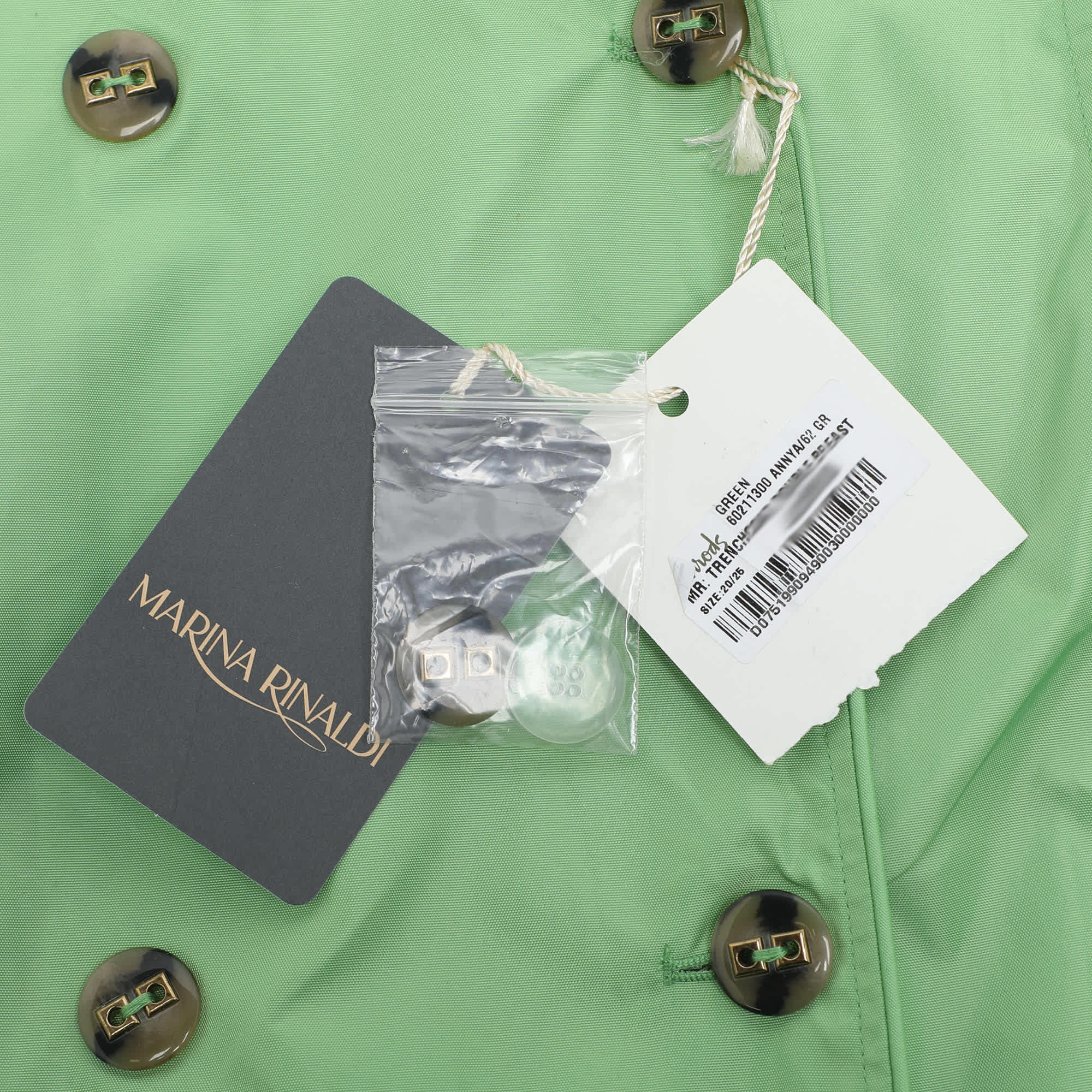 Marina Rinaldi Green Nylon Belted Jacket