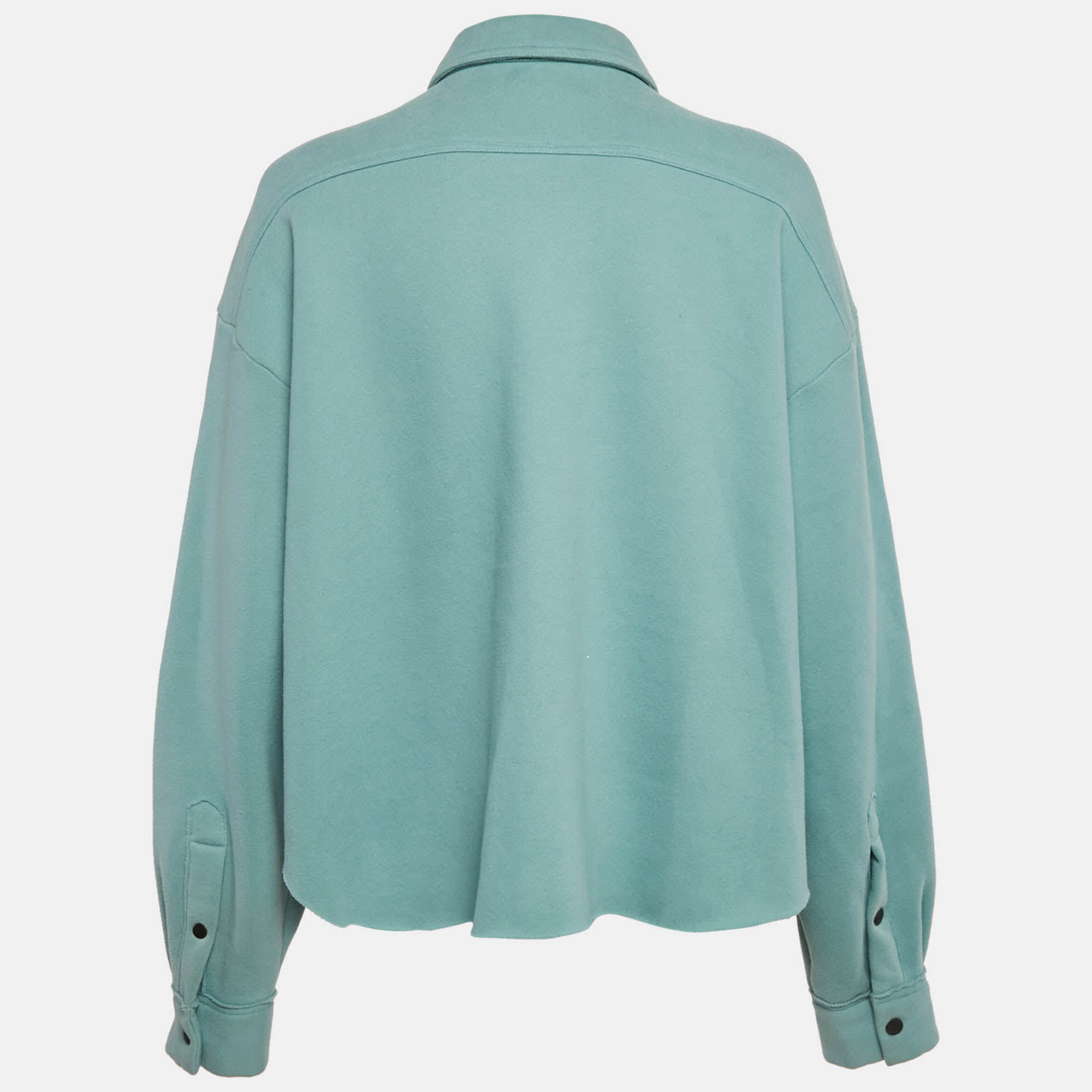 BLEND Blue Cotton Blend Knit Button Front Jacket