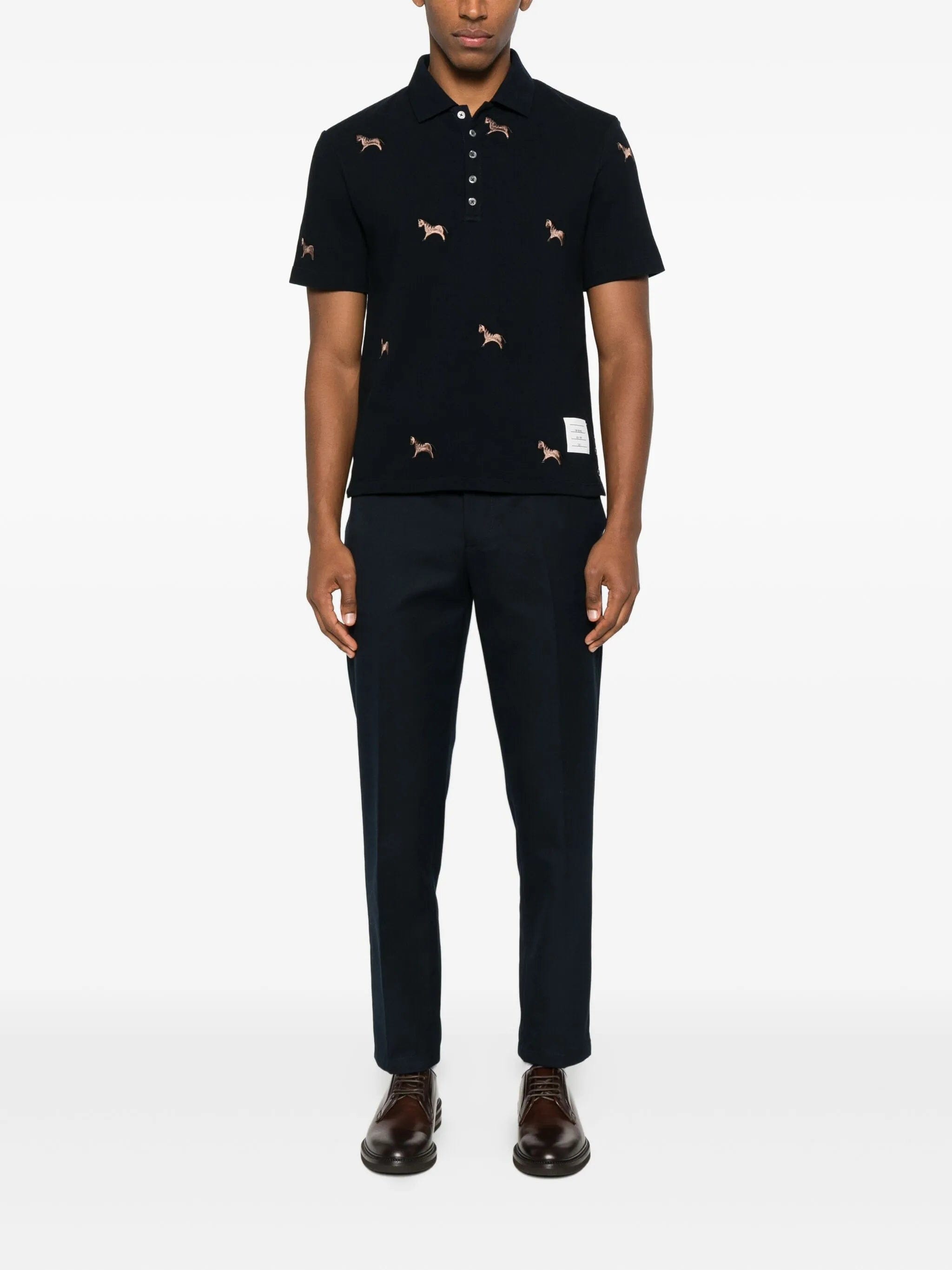 Thom Browne pique horse - embroidery polo shirt
